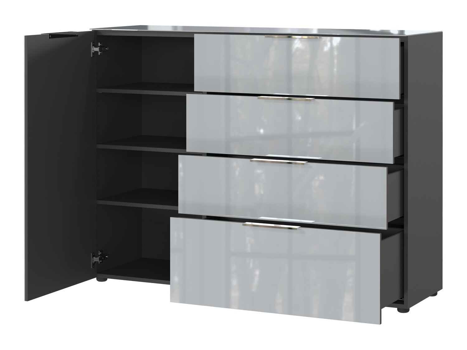 Kомод Sacramento 300 (Графит + Глянцевый серый)