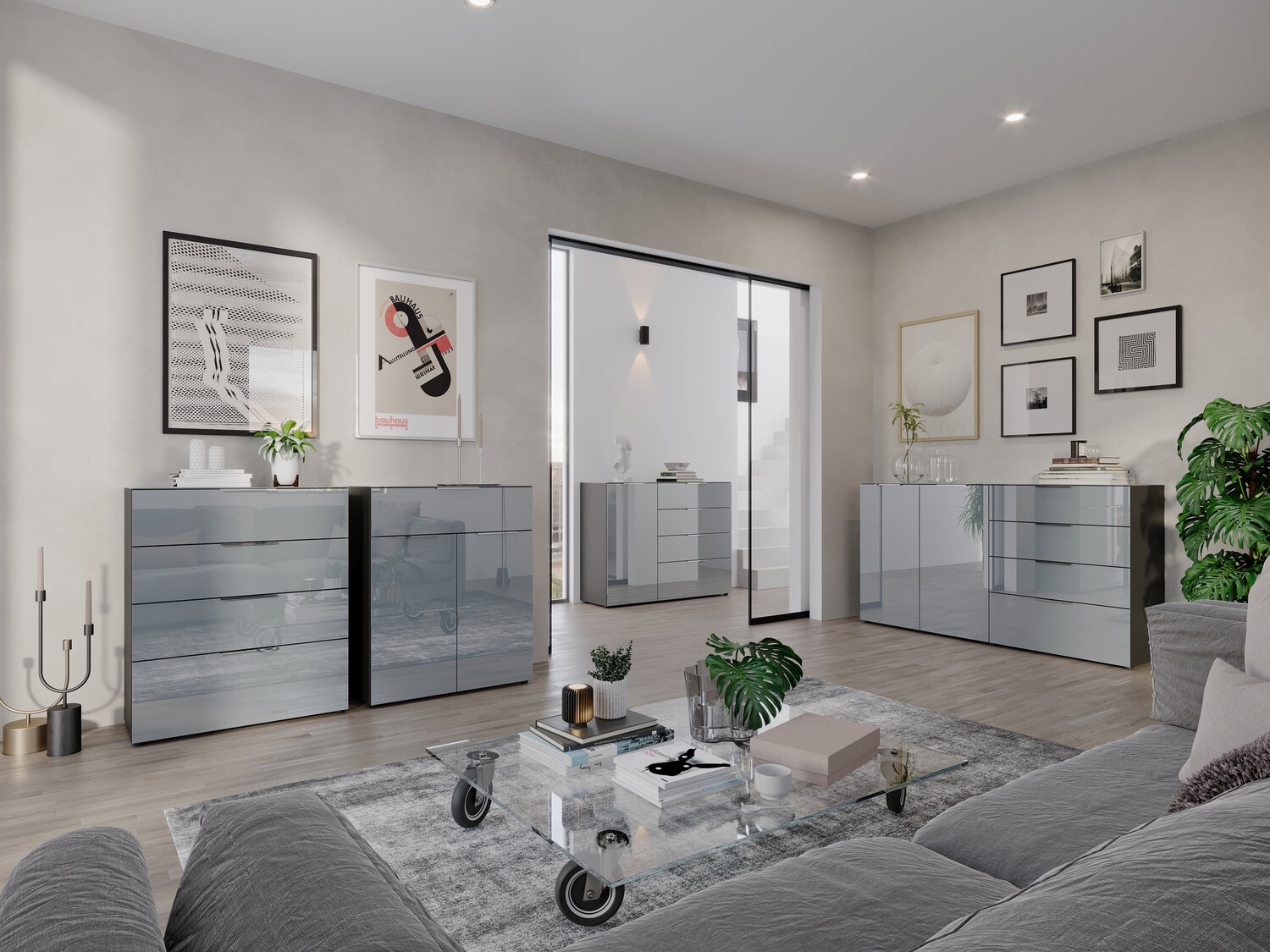 Kомод Sacramento 300 (Графит + Глянцевый серый)