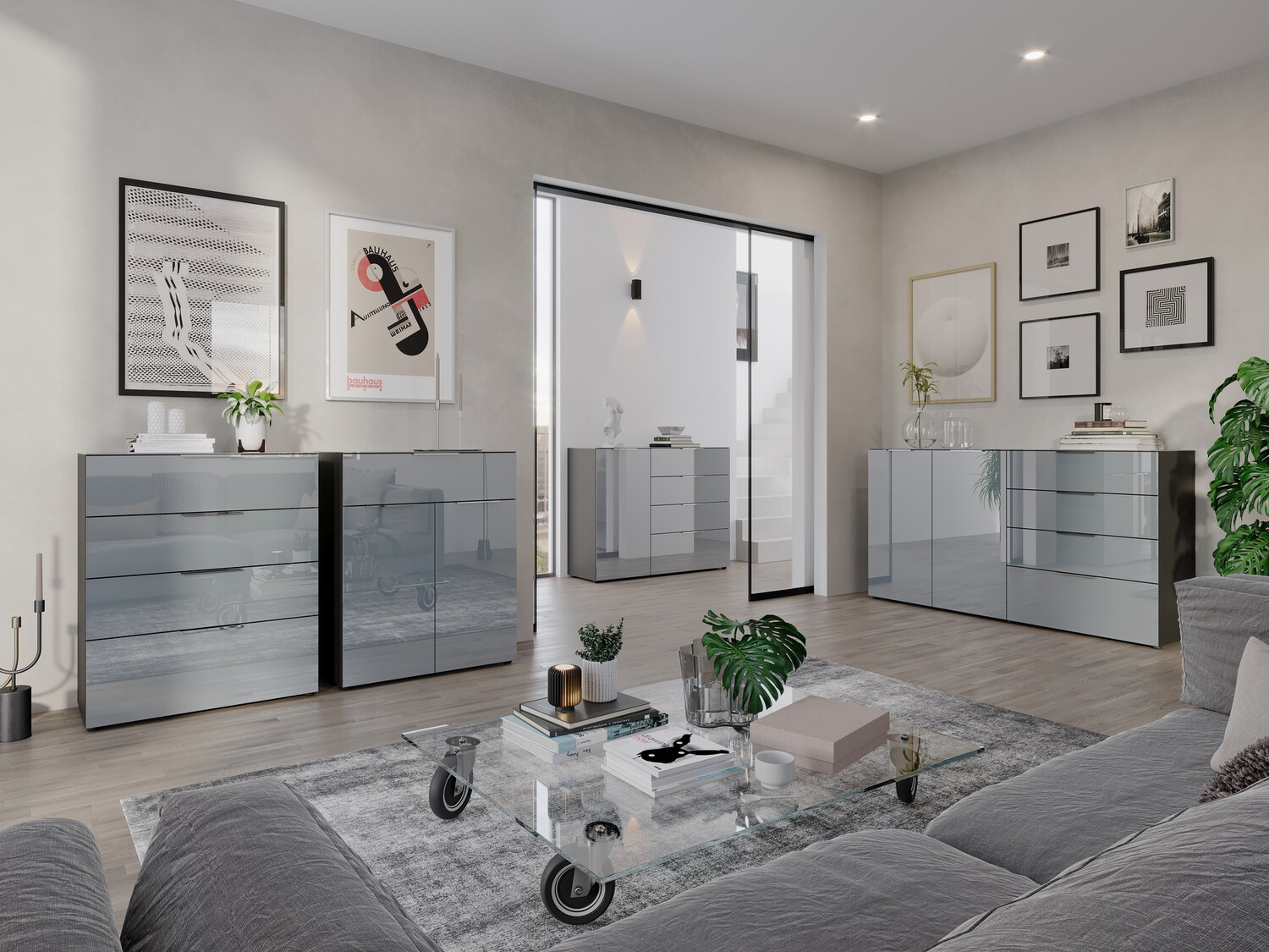 Kомод Sacramento 302 (Графит + Глянцевый серый)