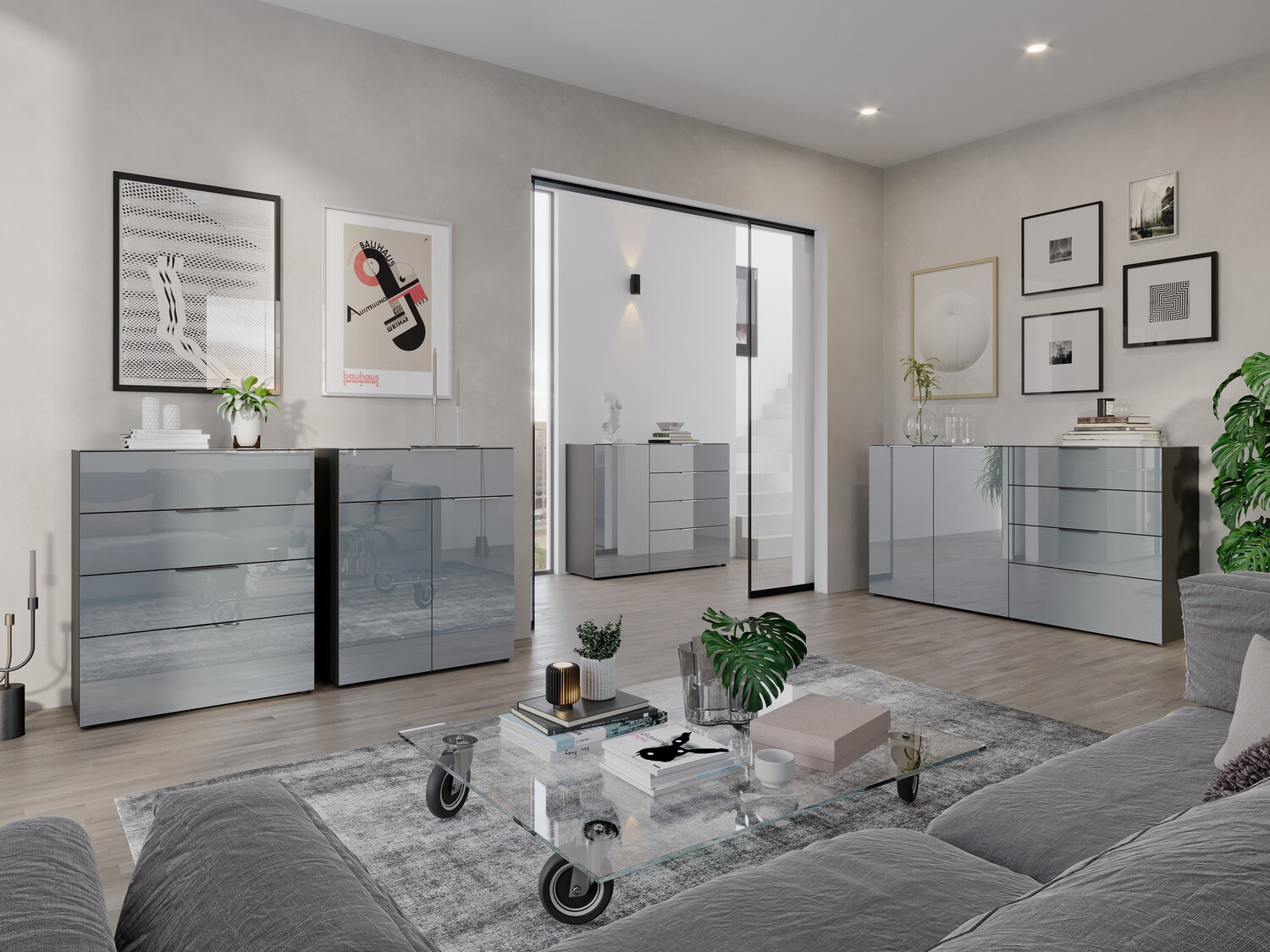 Kumode Sacramento 299 (Grafīts + Glancēts pelēks)