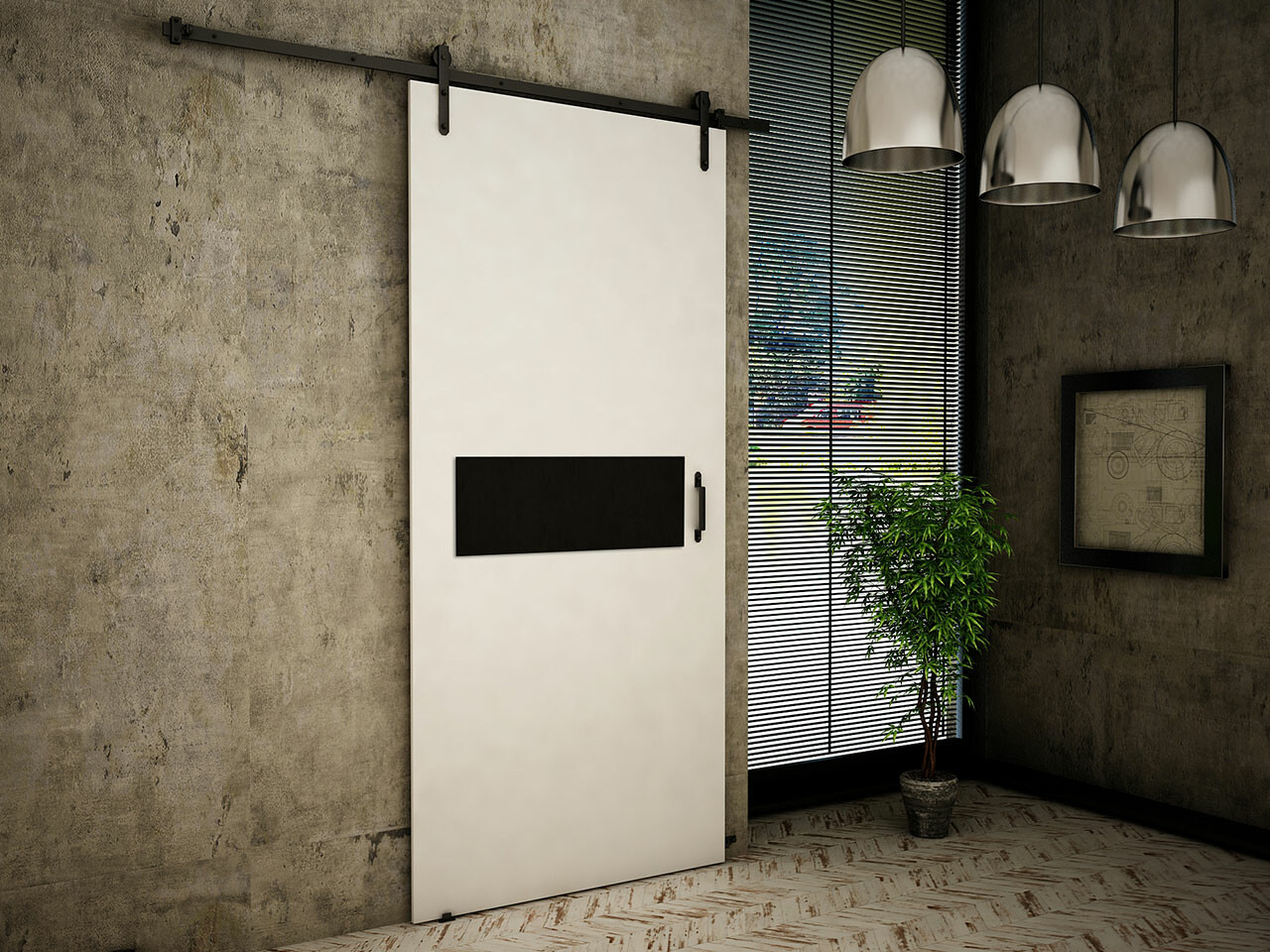 Bīdāmas durvis Dover 158 (Balts + Melns)