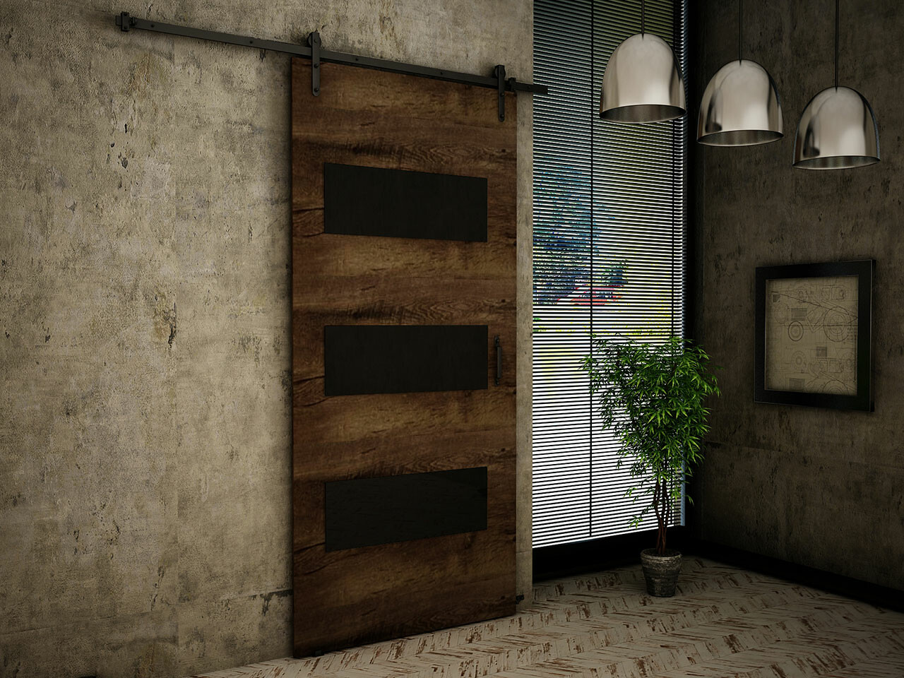 Bīdāmas durvis Dover 159 (Tumši pelni + Melns)