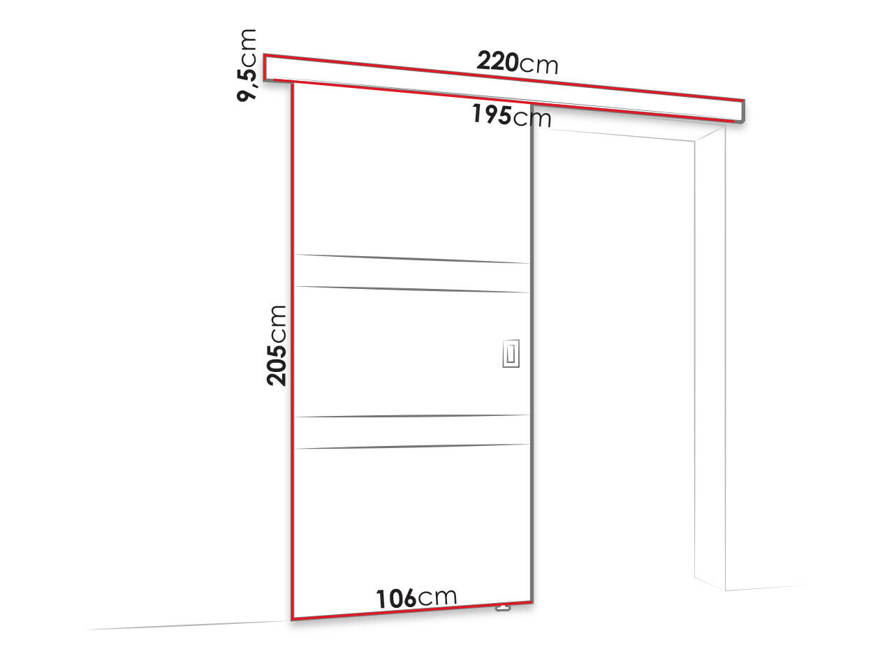 Bīdāmas durvis Dover 176 (Sonomas ozols + Melns)