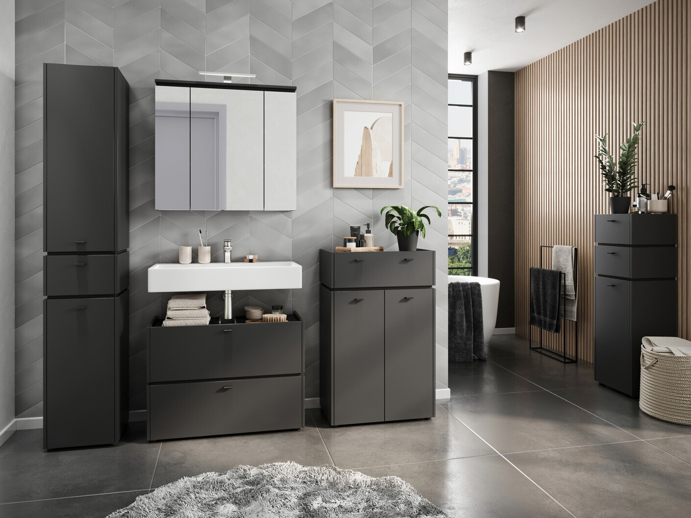 Stāvošs vannas skapītis Larsalu 103 (Grafīts)