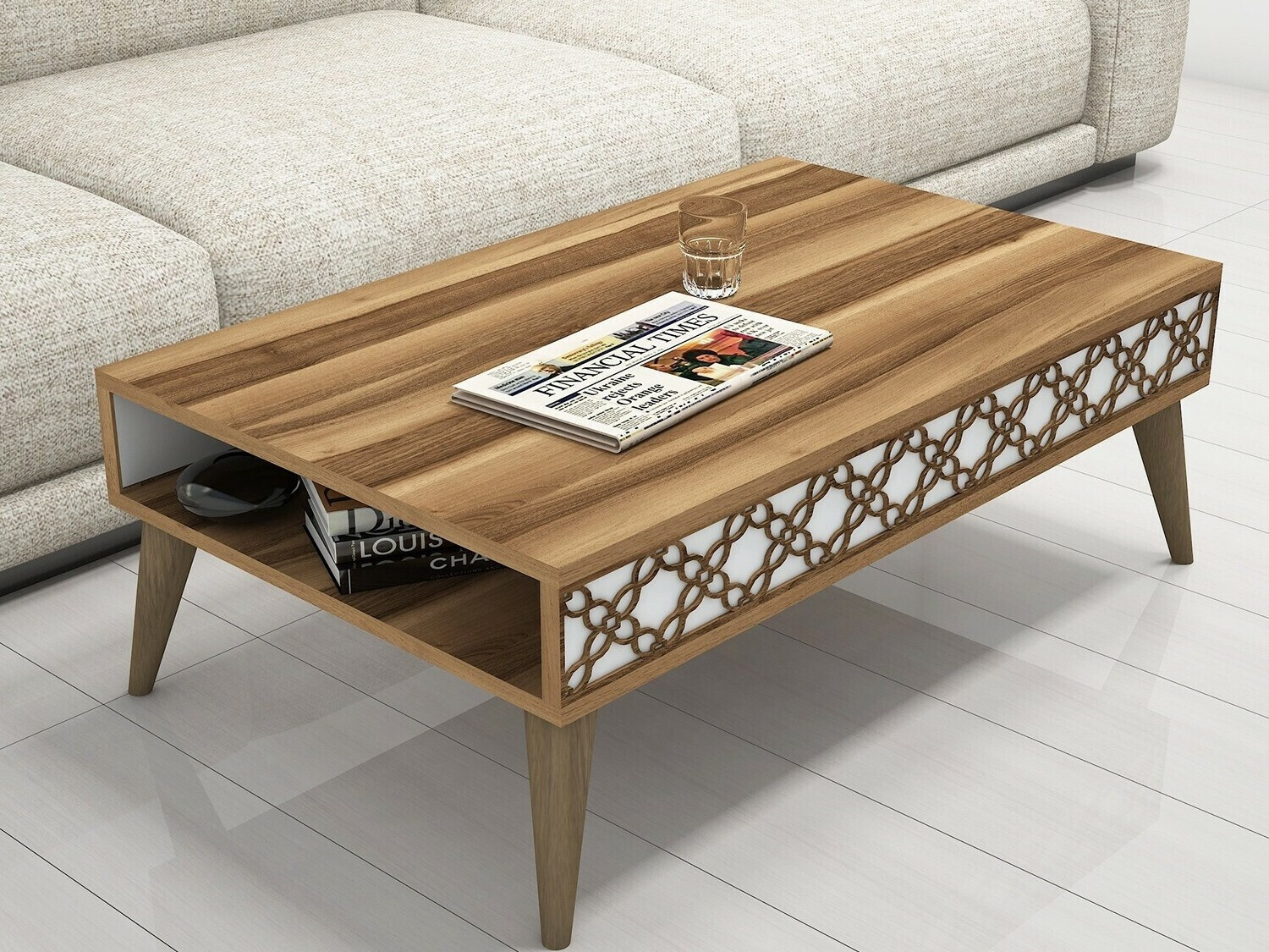 Žurnālu galdiņš Kailua 159 (Rieksts + Balts)