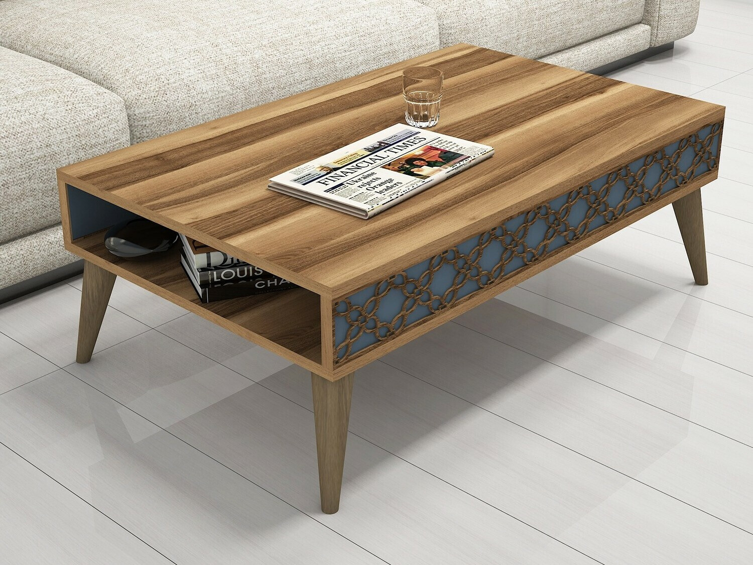 Žurnālu galdiņš Kailua 159 (Rieksts + Zils)