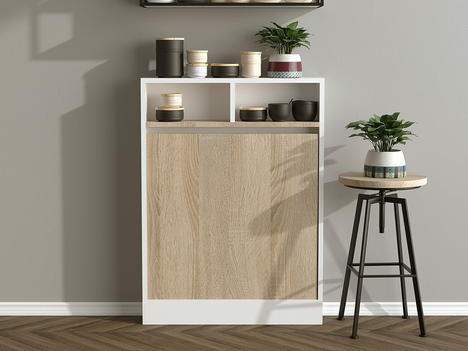 Salokāms galds Kailua 187 (Balts + Gaiši brūns)