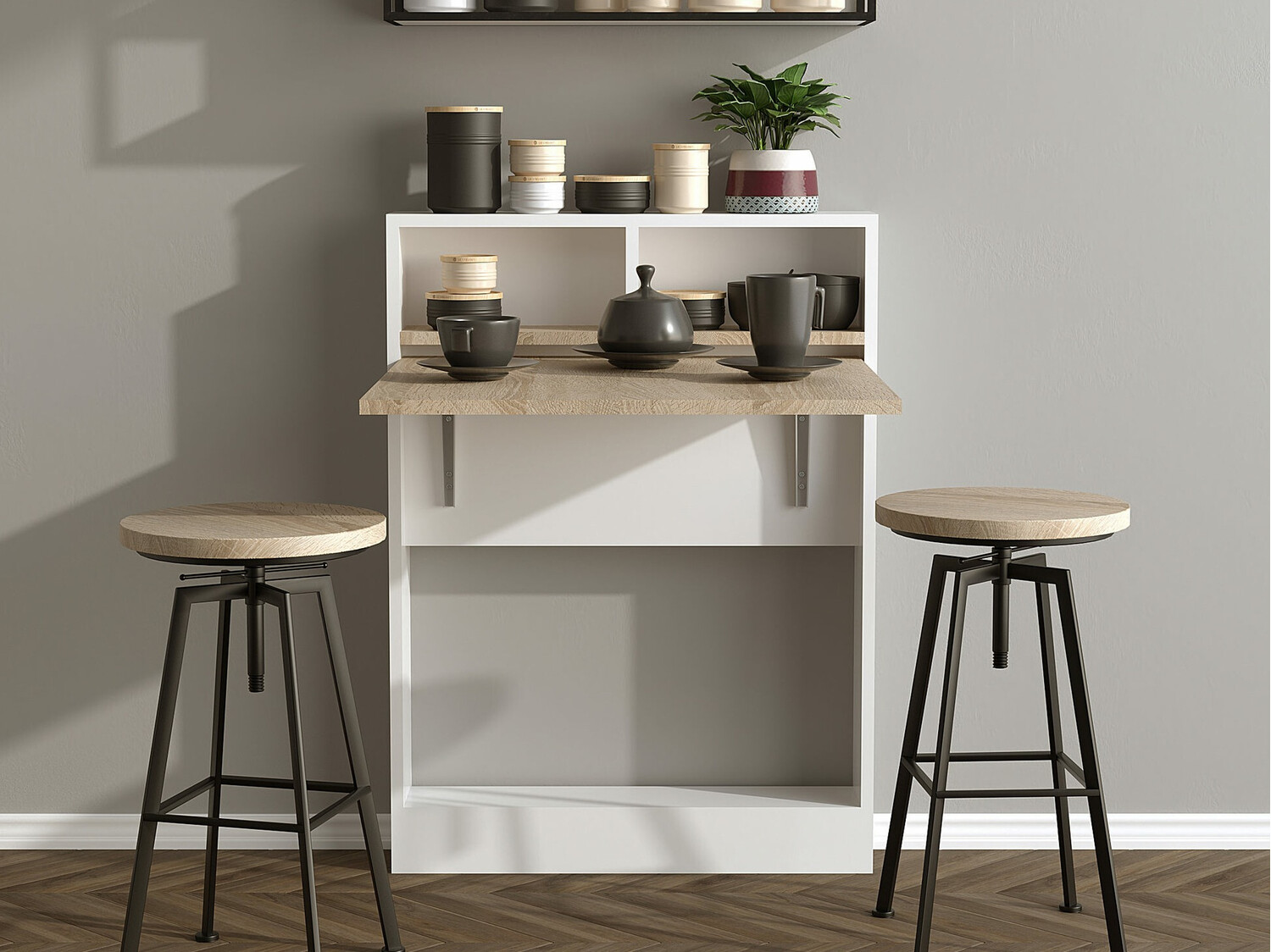 Salokāms galds Kailua 187 (Balts + Gaiši brūns)