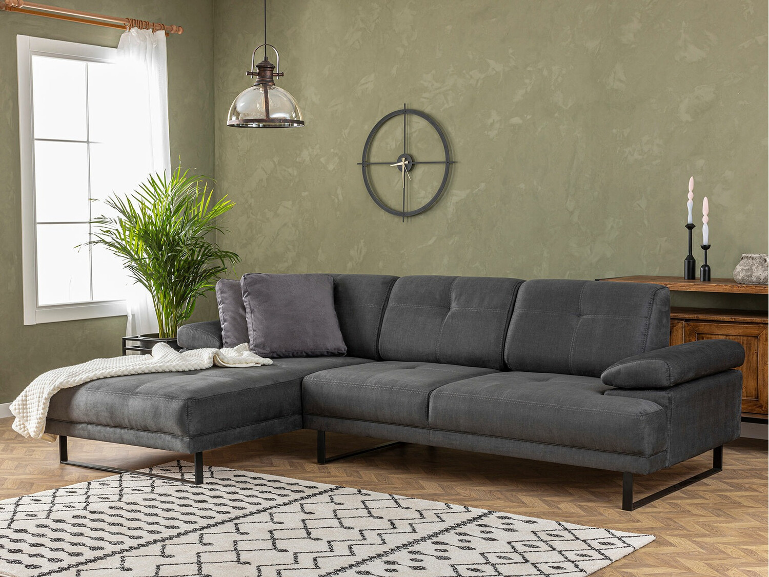 Stūra dīvāns Altadena 141 (Antracīts)