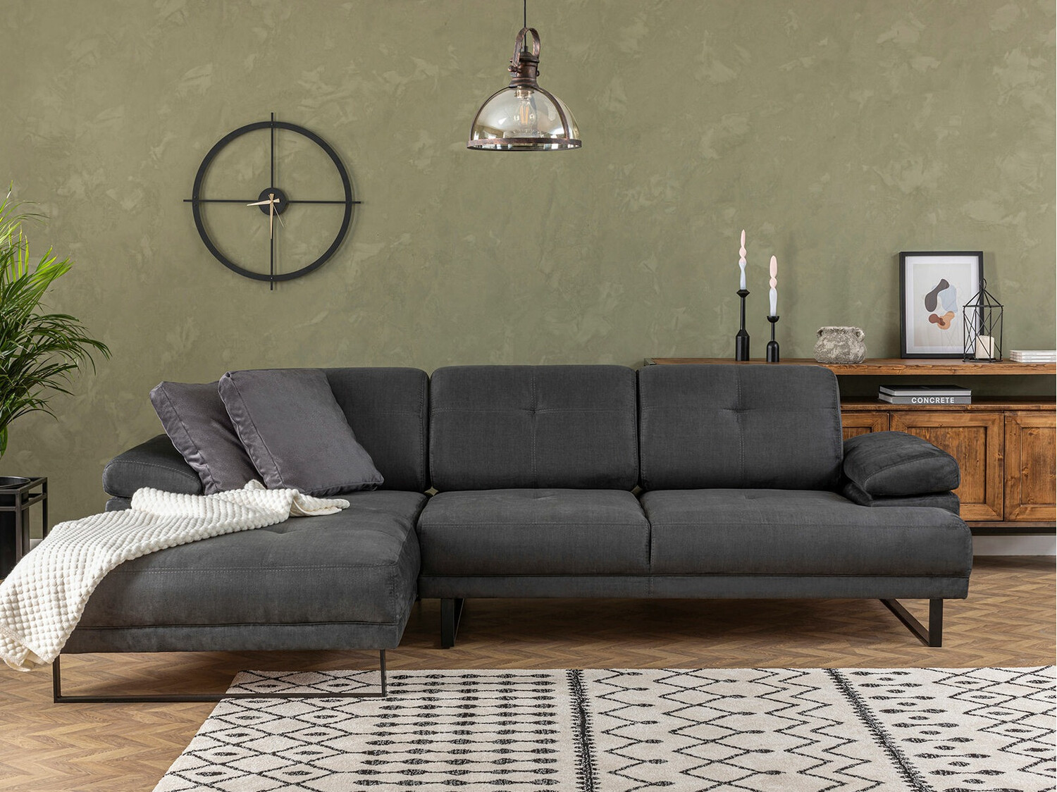 Stūra dīvāns Altadena 141 (Antracīts)