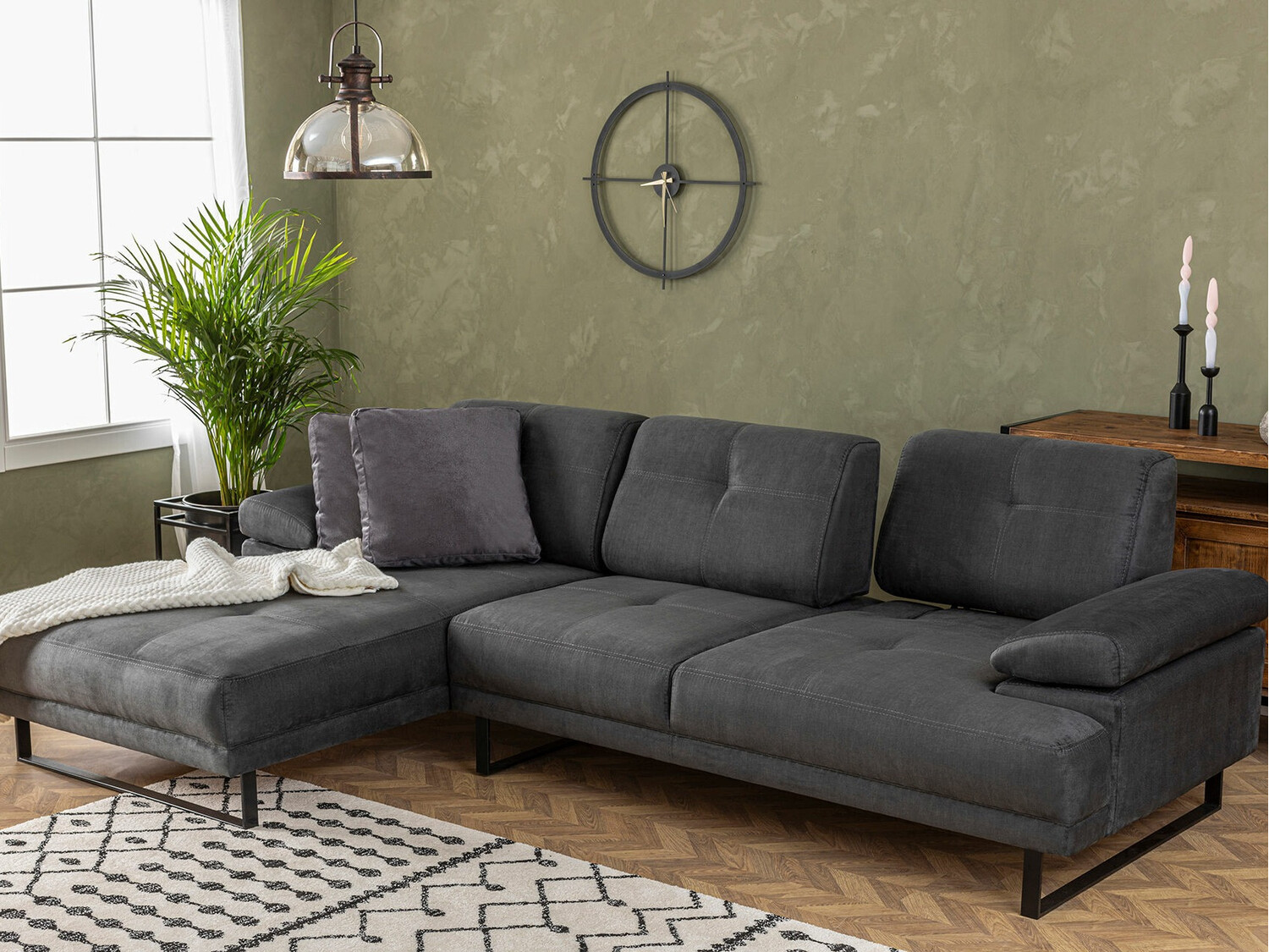 Stūra dīvāns Altadena 141 (Antracīts)