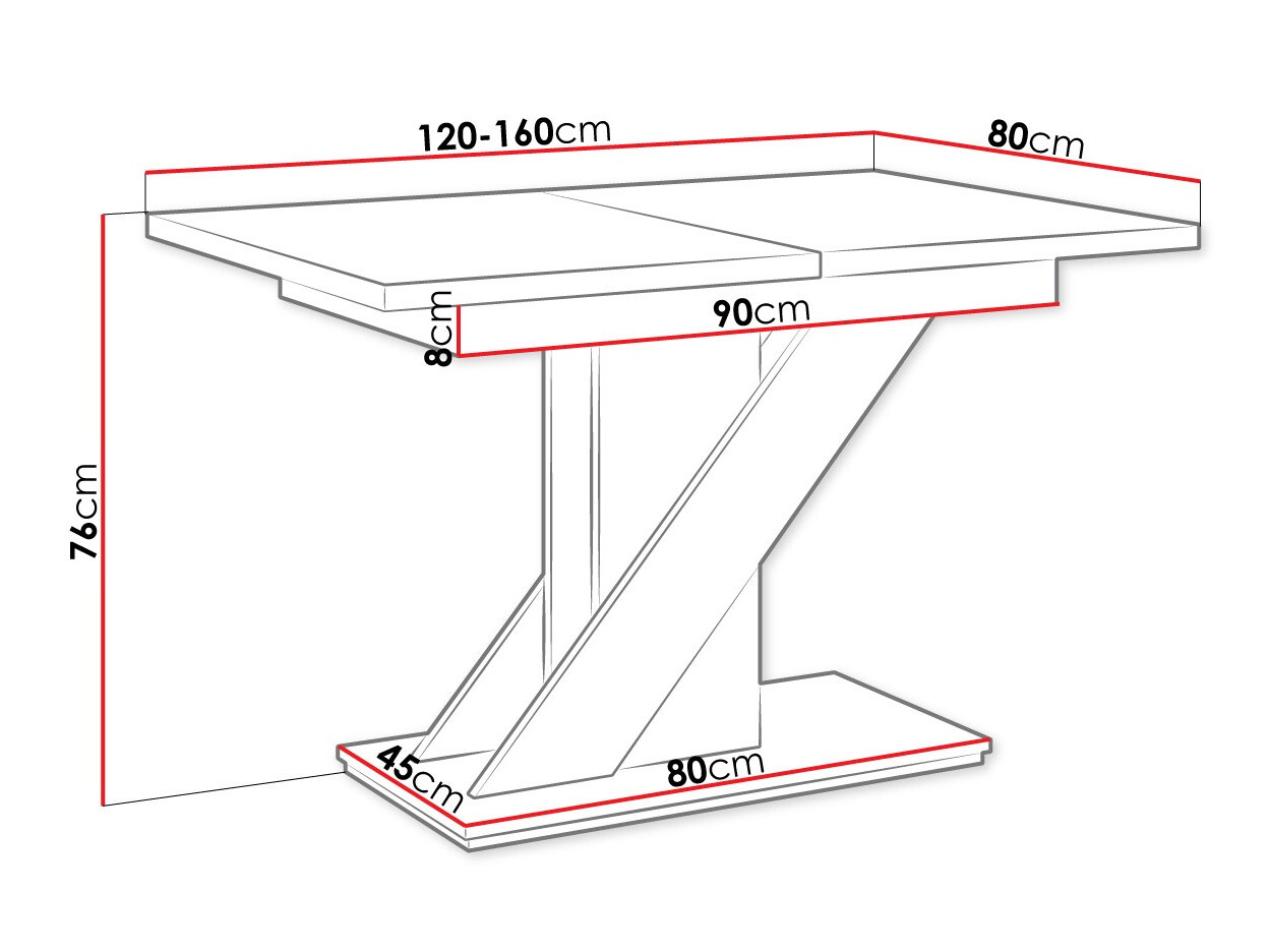 Galds Goodyear 105 (Glancēts balts + Betons)