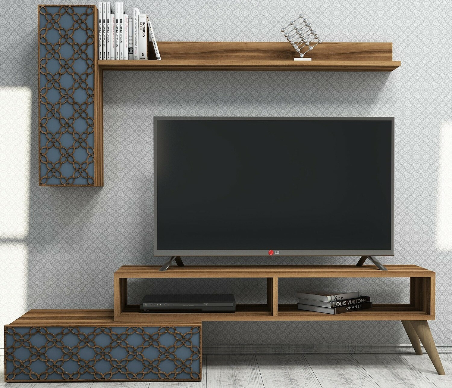 Viesistabas komplekts Kailua 1561 (Rieksts + Zils)