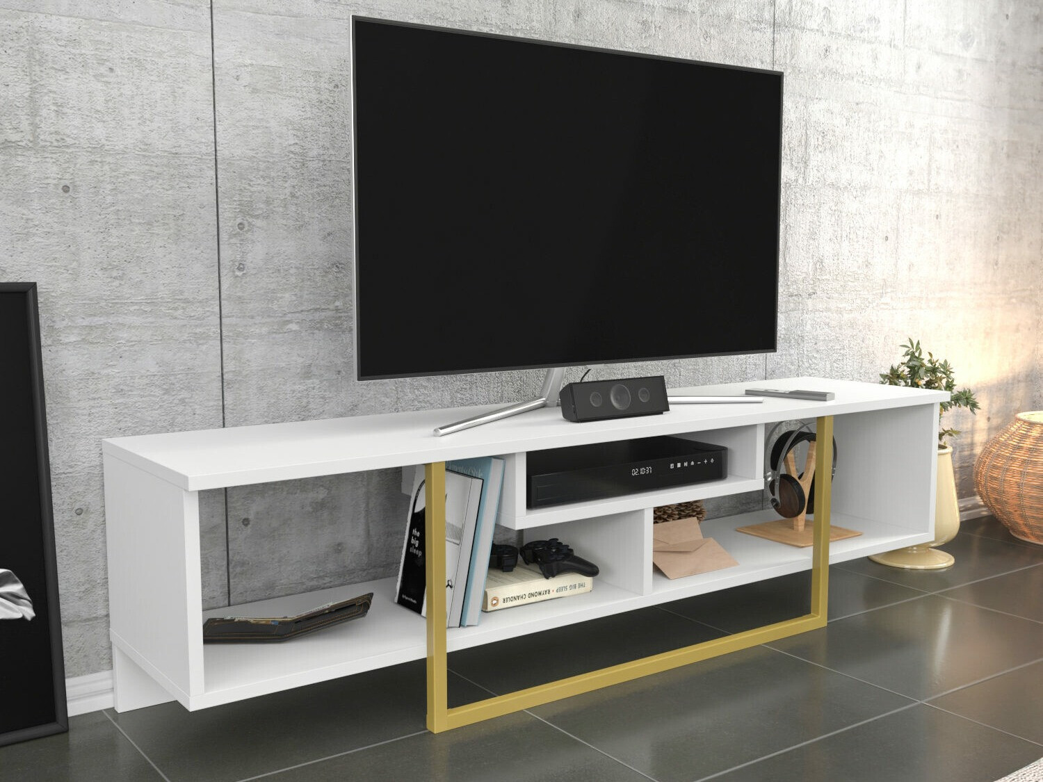 TV galds Kailua 245 (Balts + Zelta)