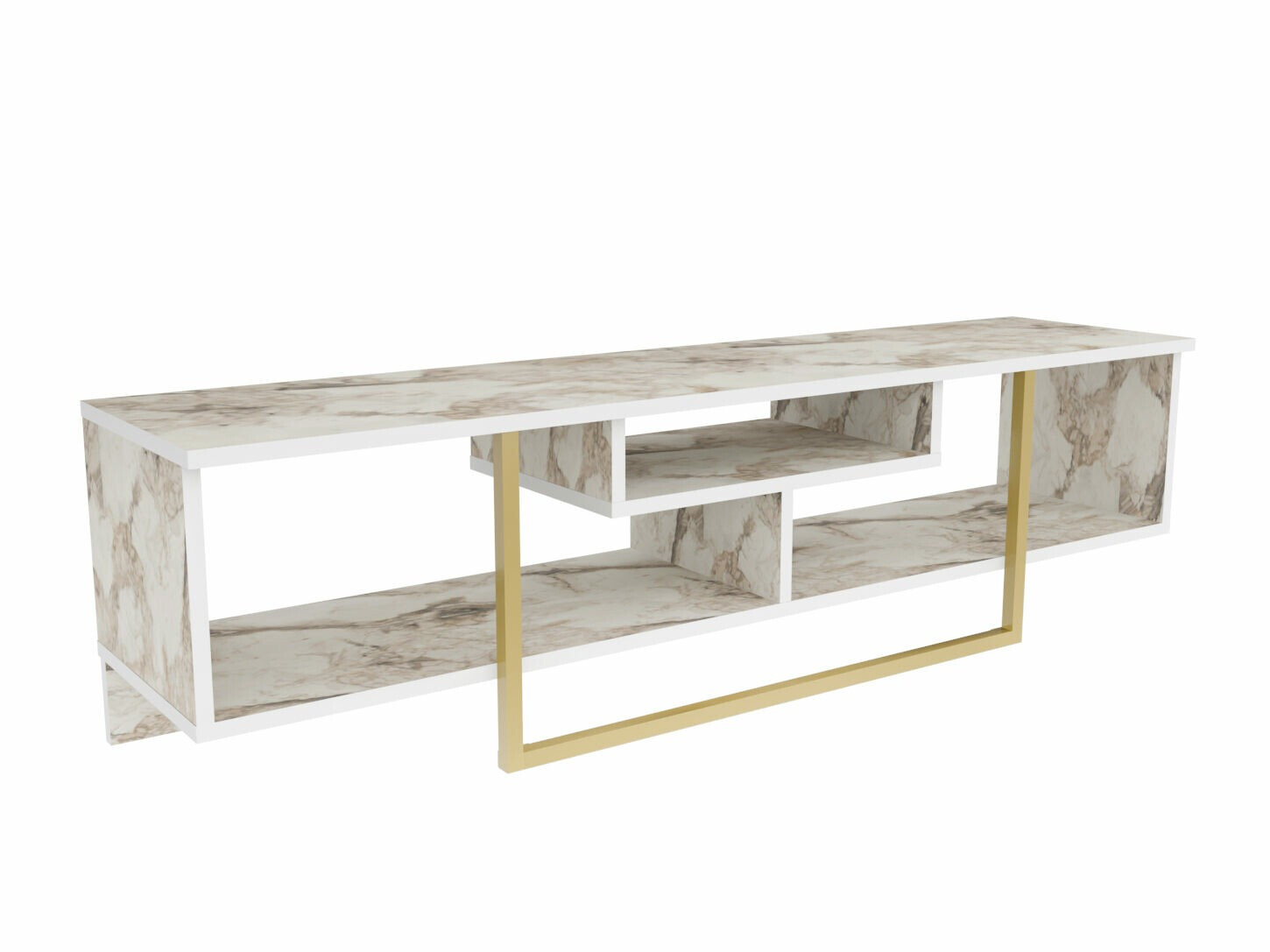 ТВ тумба Kailua 245 (Белый мрамор + Золотой)