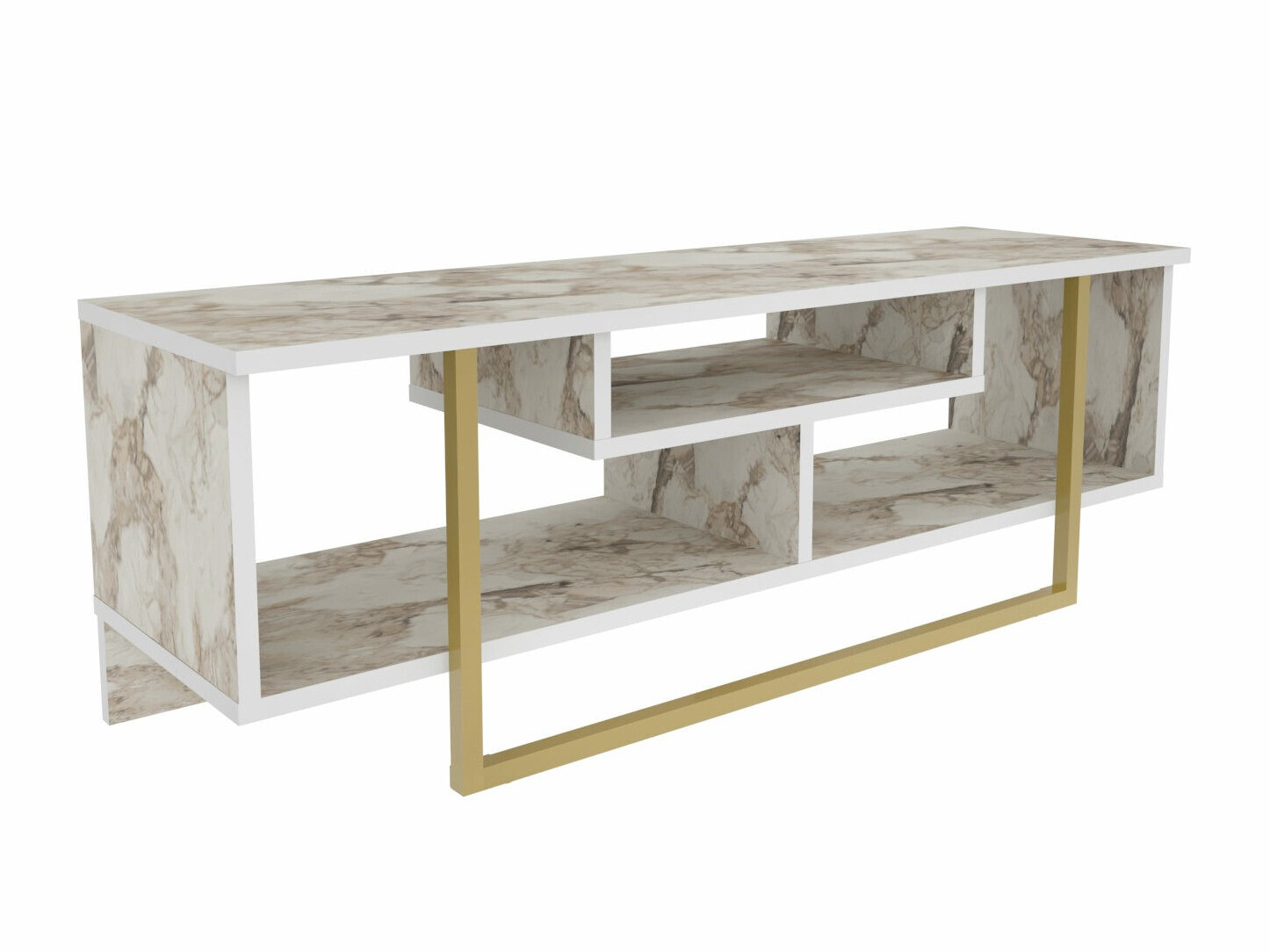 ТВ тумба Kailua 246 (Белый мрамор + Золотой)