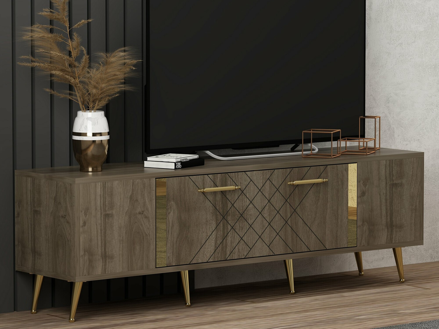 ТВ тумба Kailua 269 (Орех + Золотой)