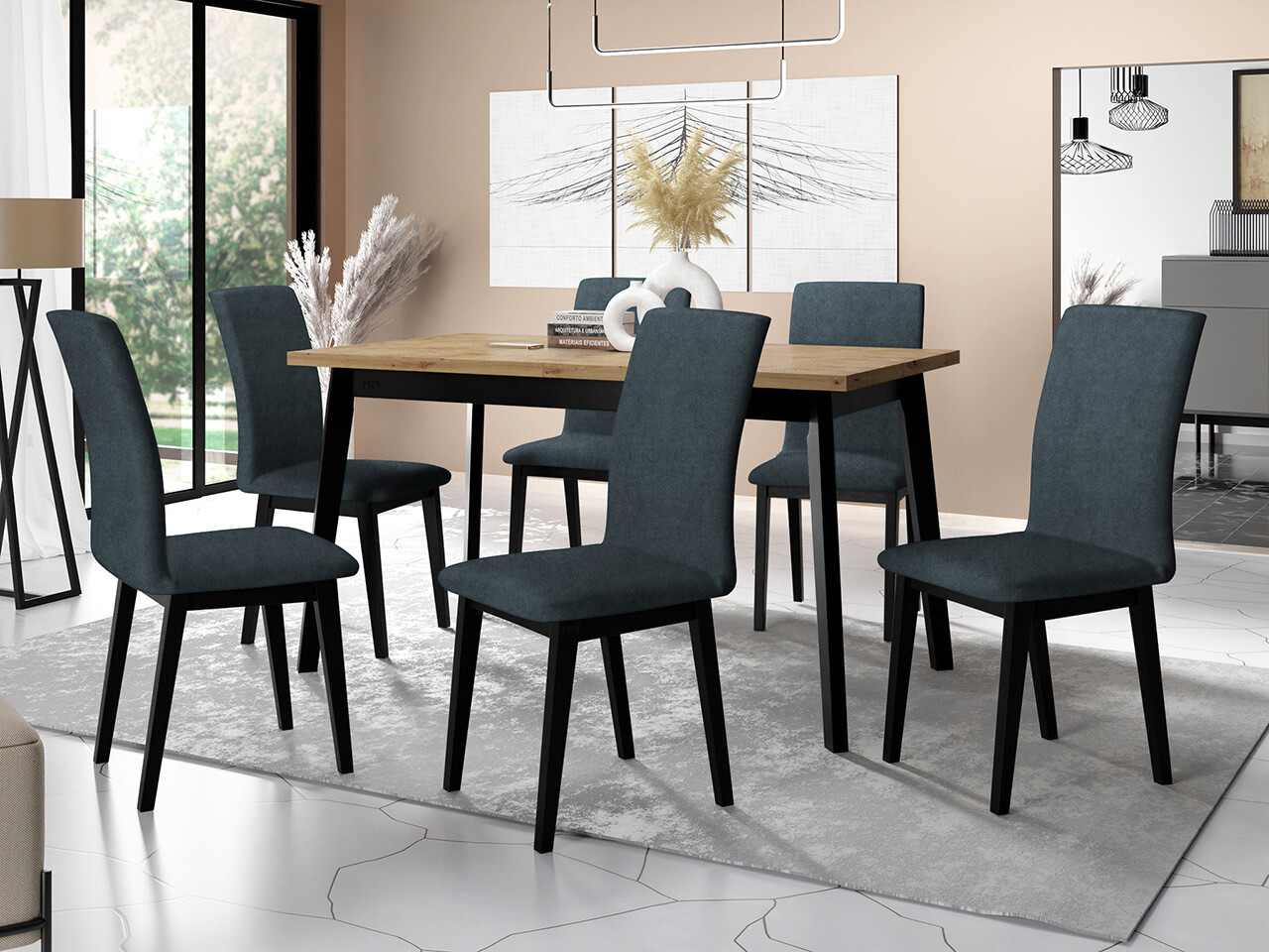 Ēdamistabas komplekts Victorville 321 (Melns)