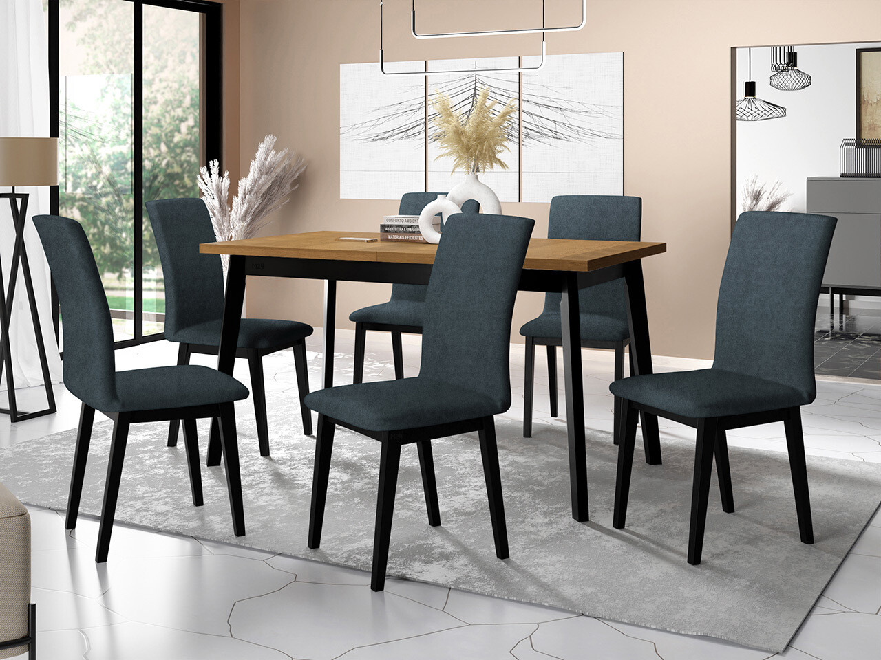 Ēdamistabas komplekts Victorville 322 (Melns)