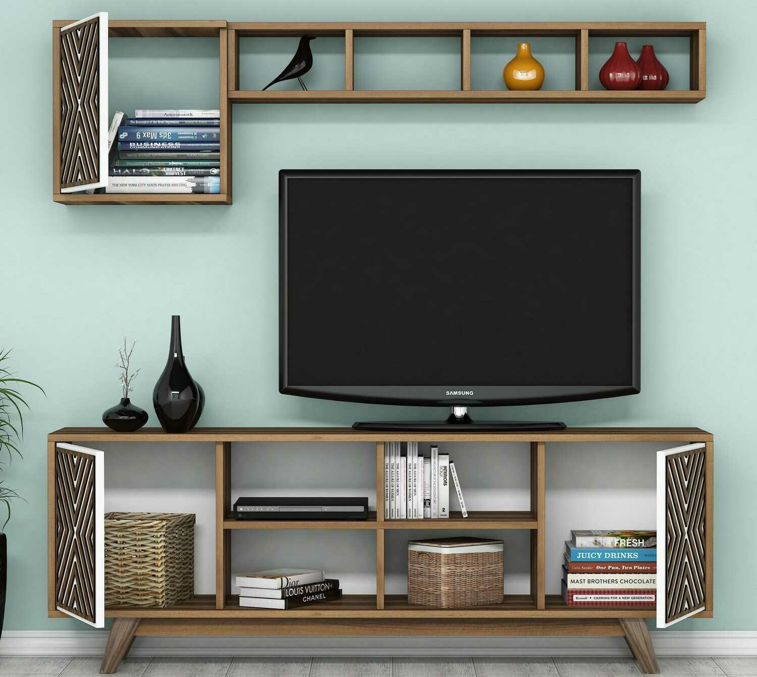 Viesistabas komplekts Kailua 1571 (Rieksts + Balts)