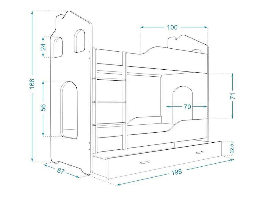 Divstāvu gulta Aurora 115 (Balts)