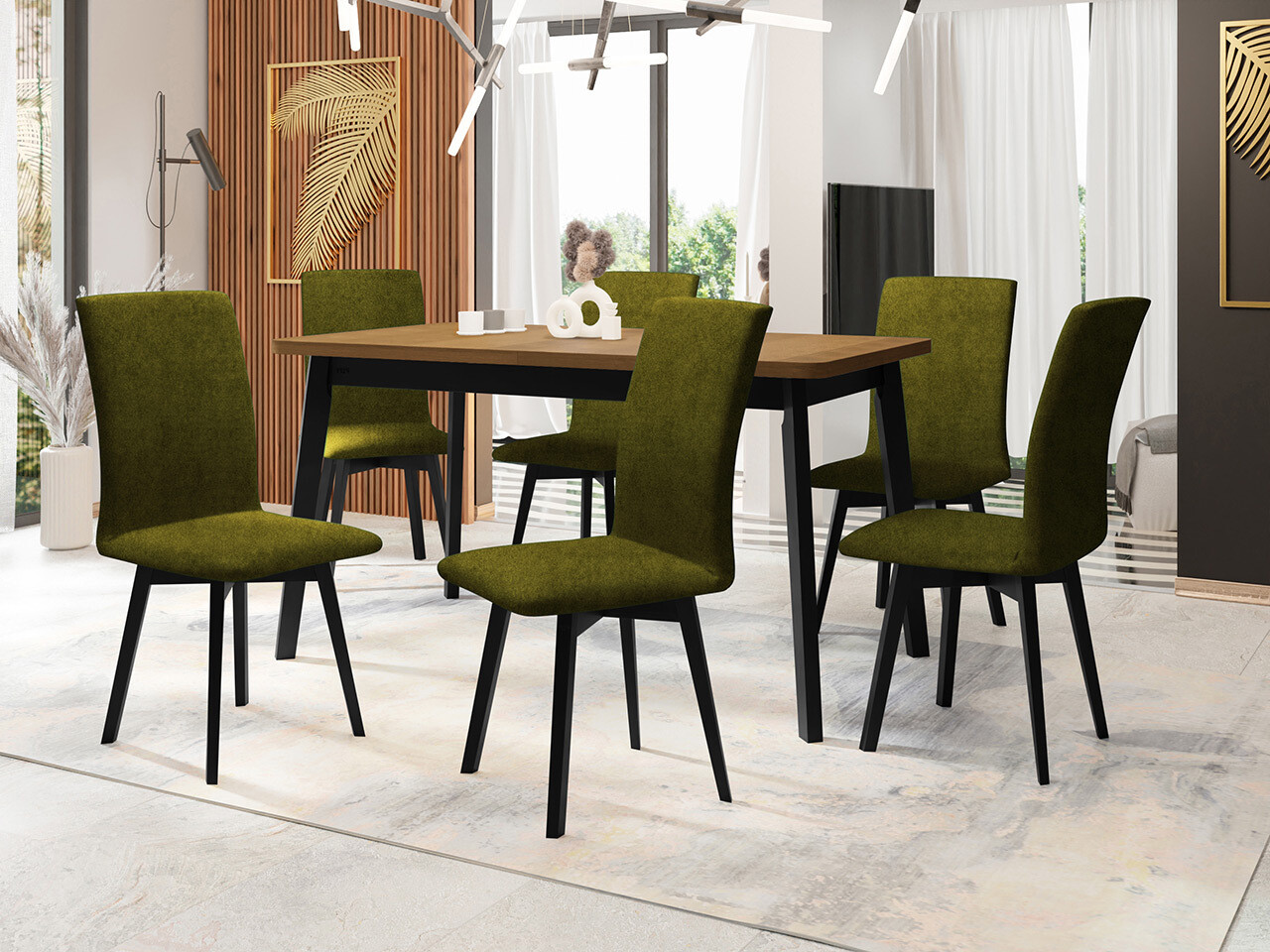 Ēdamistabas komplekts Victorville 324 (Melns)