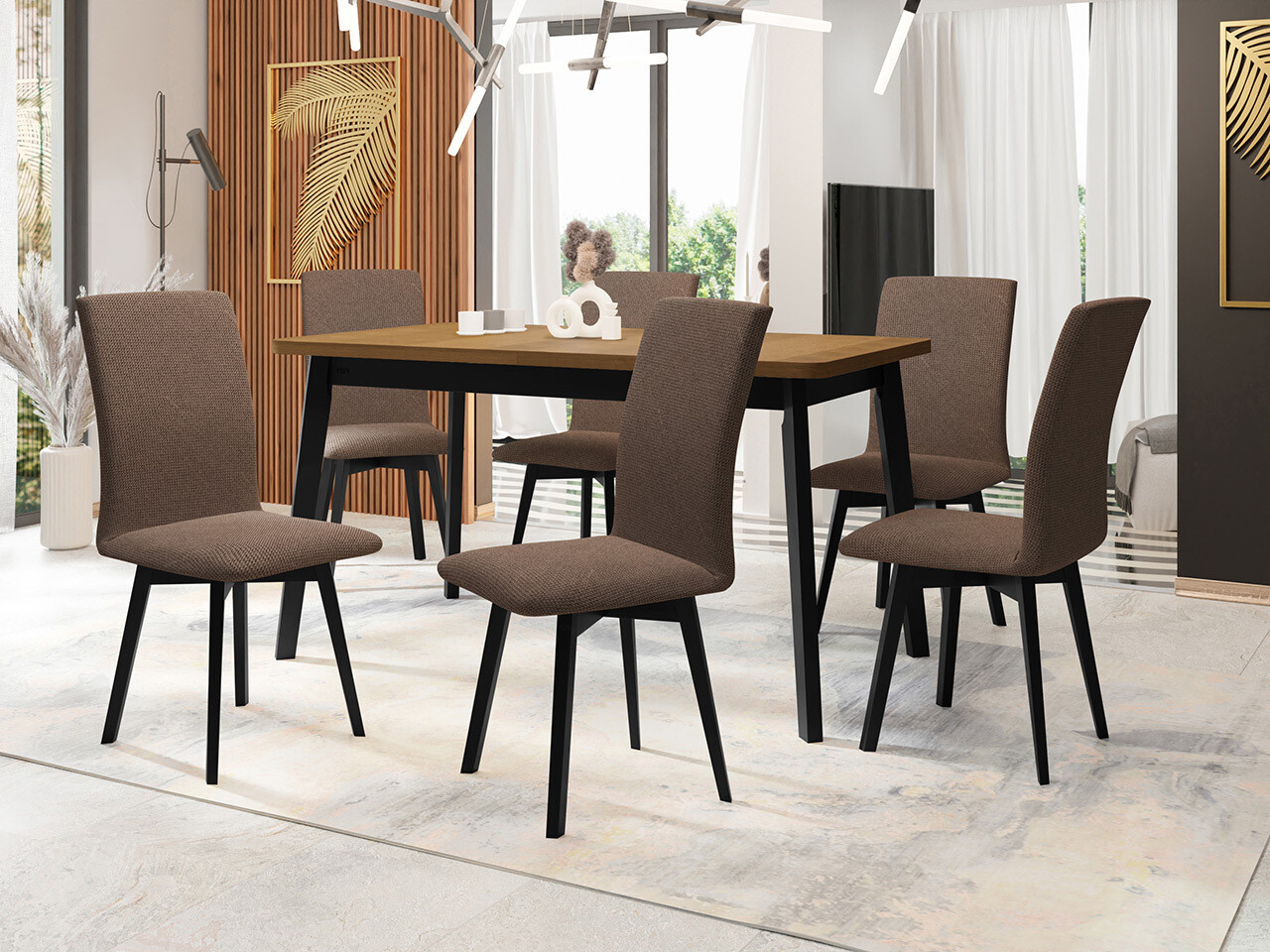 Ēdamistabas komplekts Victorville 324 (Melns)