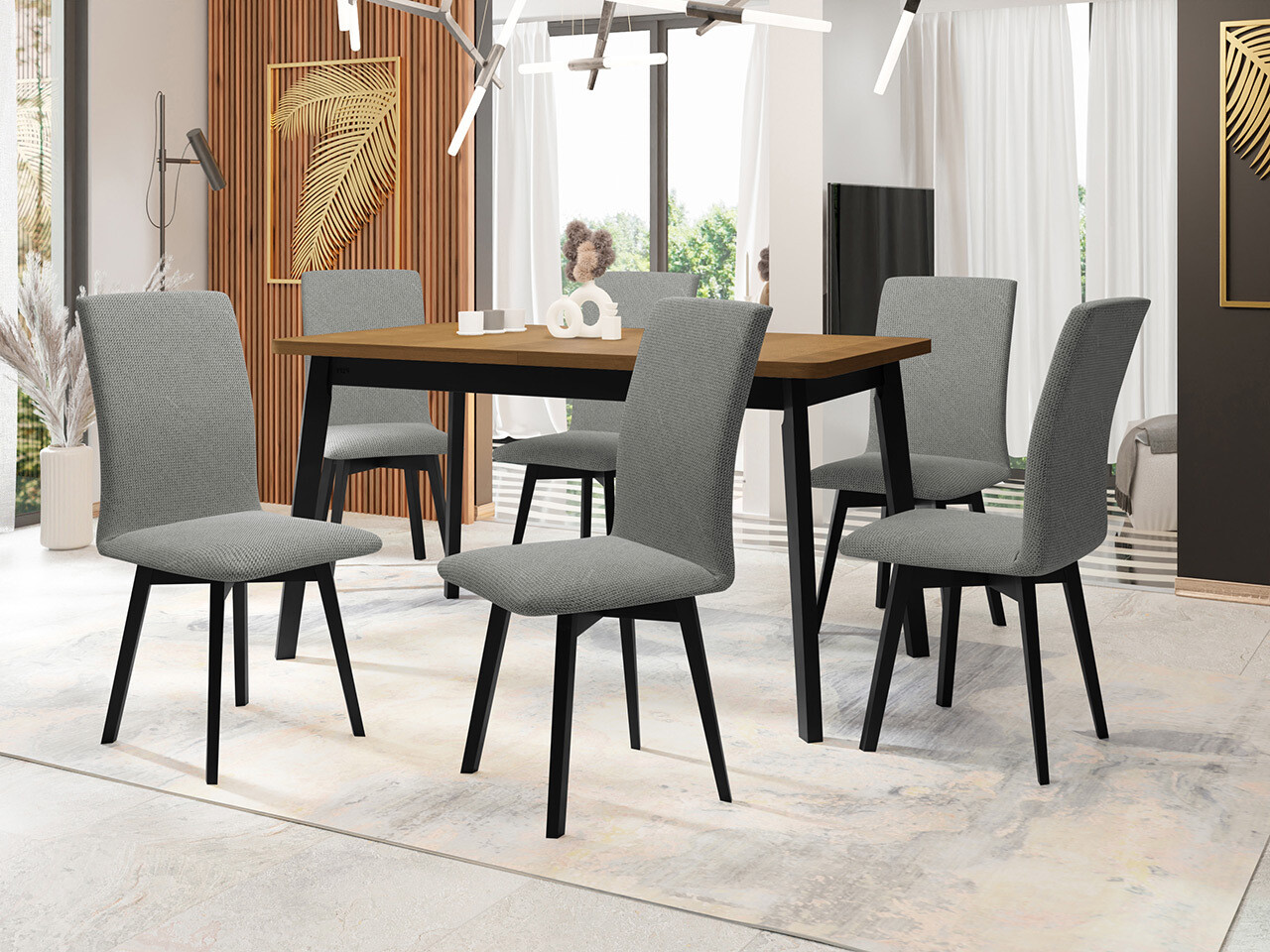 Ēdamistabas komplekts Victorville 324 (Melns)