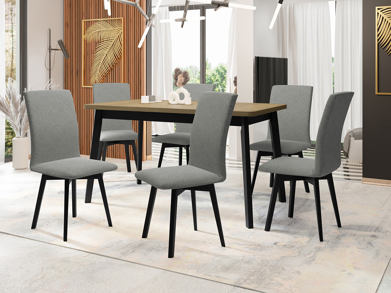 Ēdamistabas komplekts Victorville 325 (Melns)