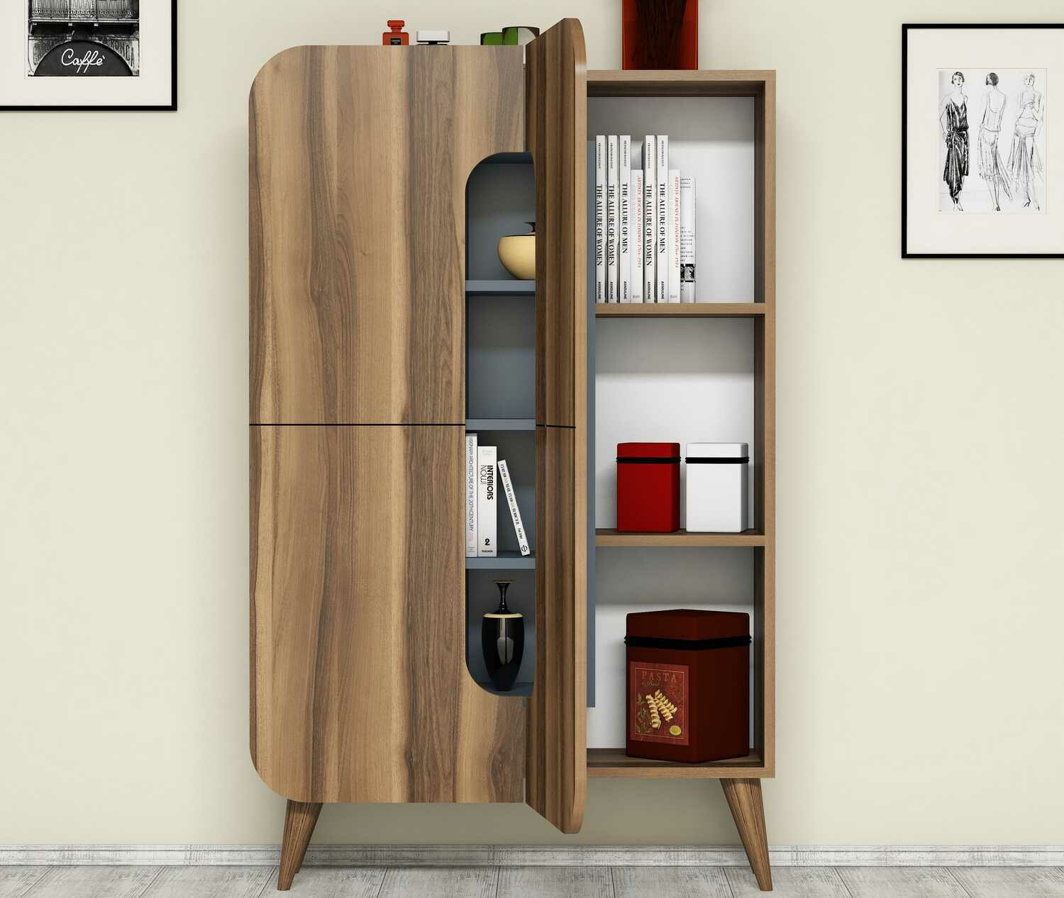 Стеллаж Kailua 340 (Орех + Синий)