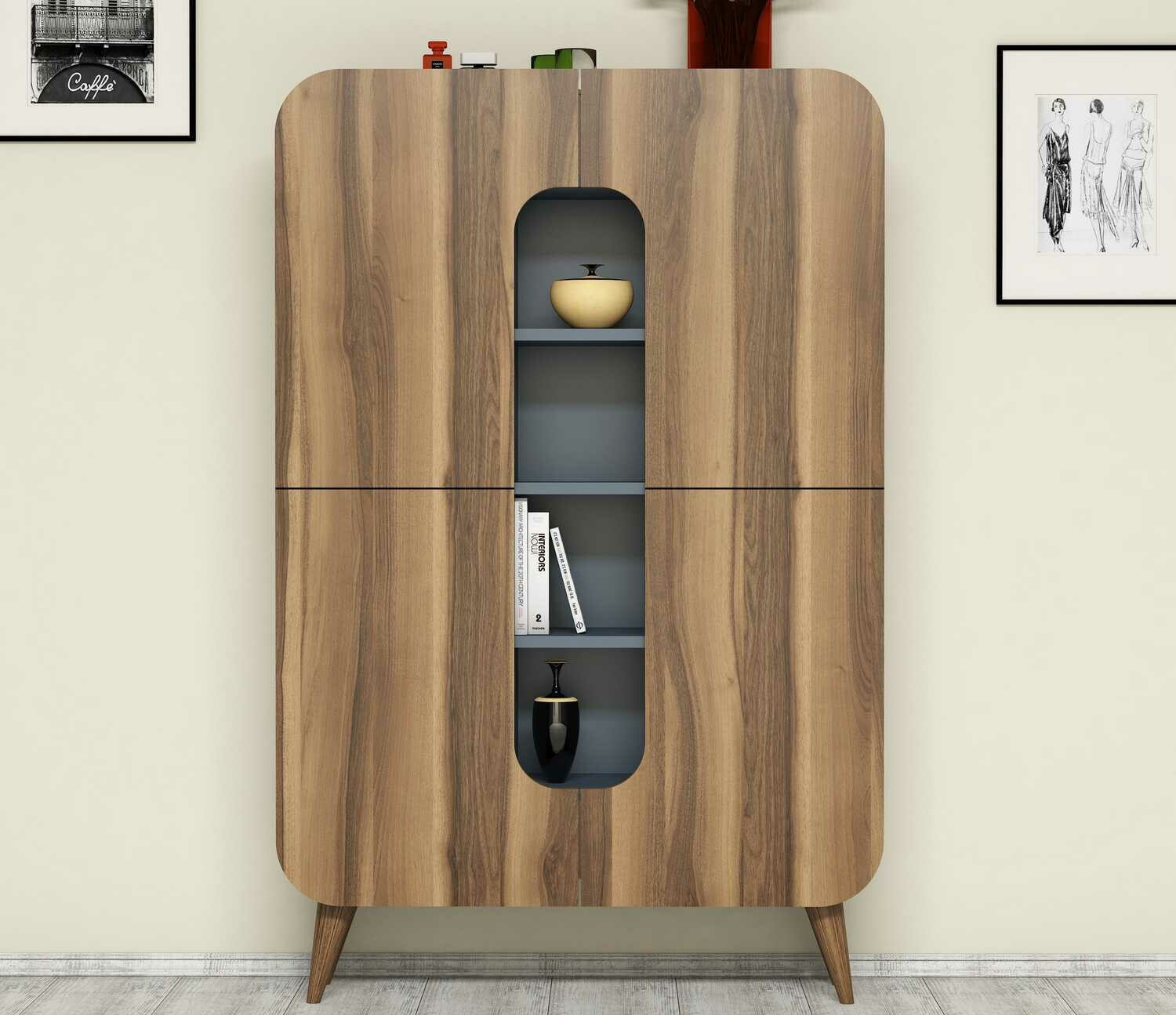 Стеллаж Kailua 340 (Орех + Синий)