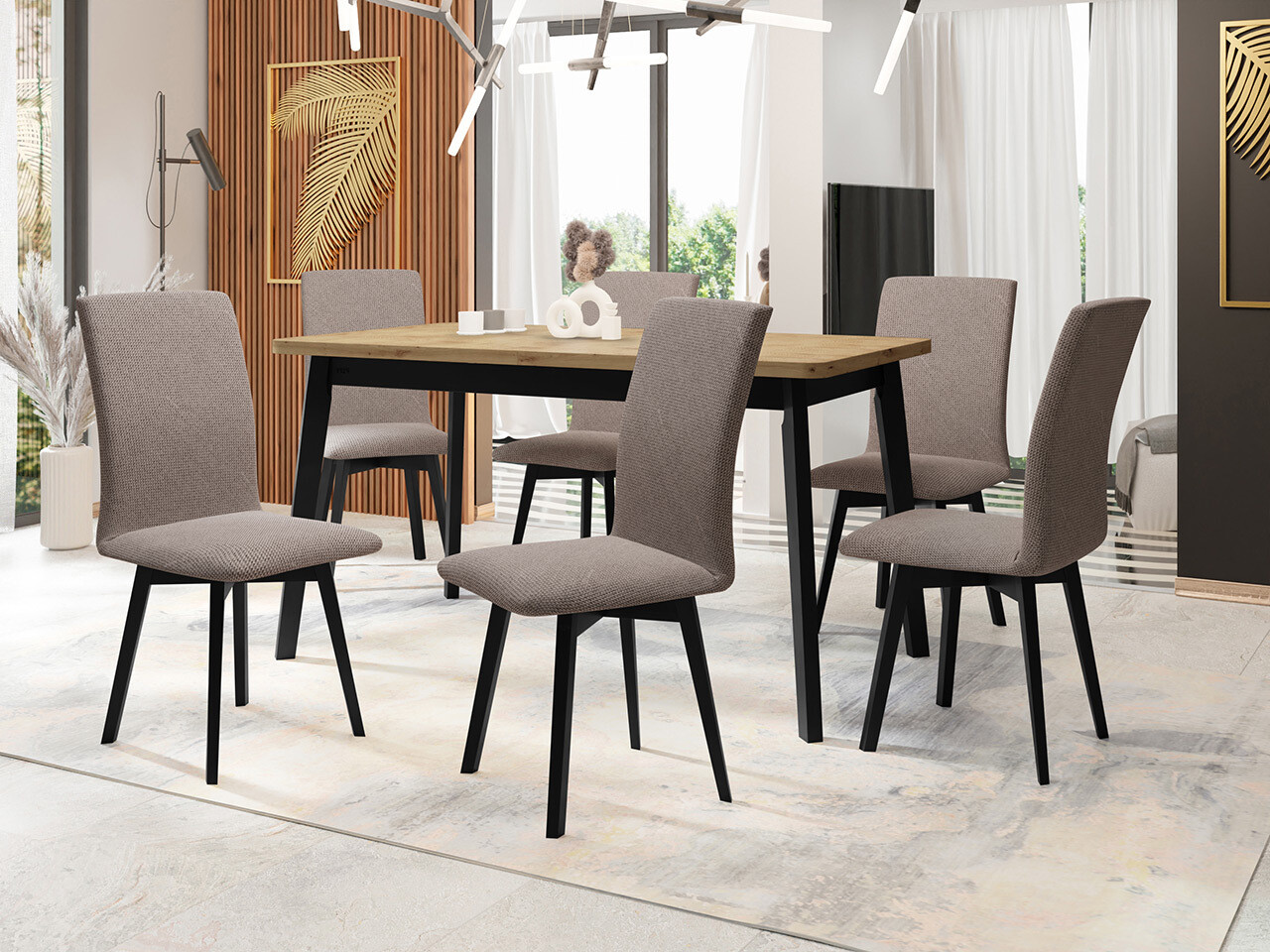 Ēdamistabas komplekts Victorville 326 (Melns)