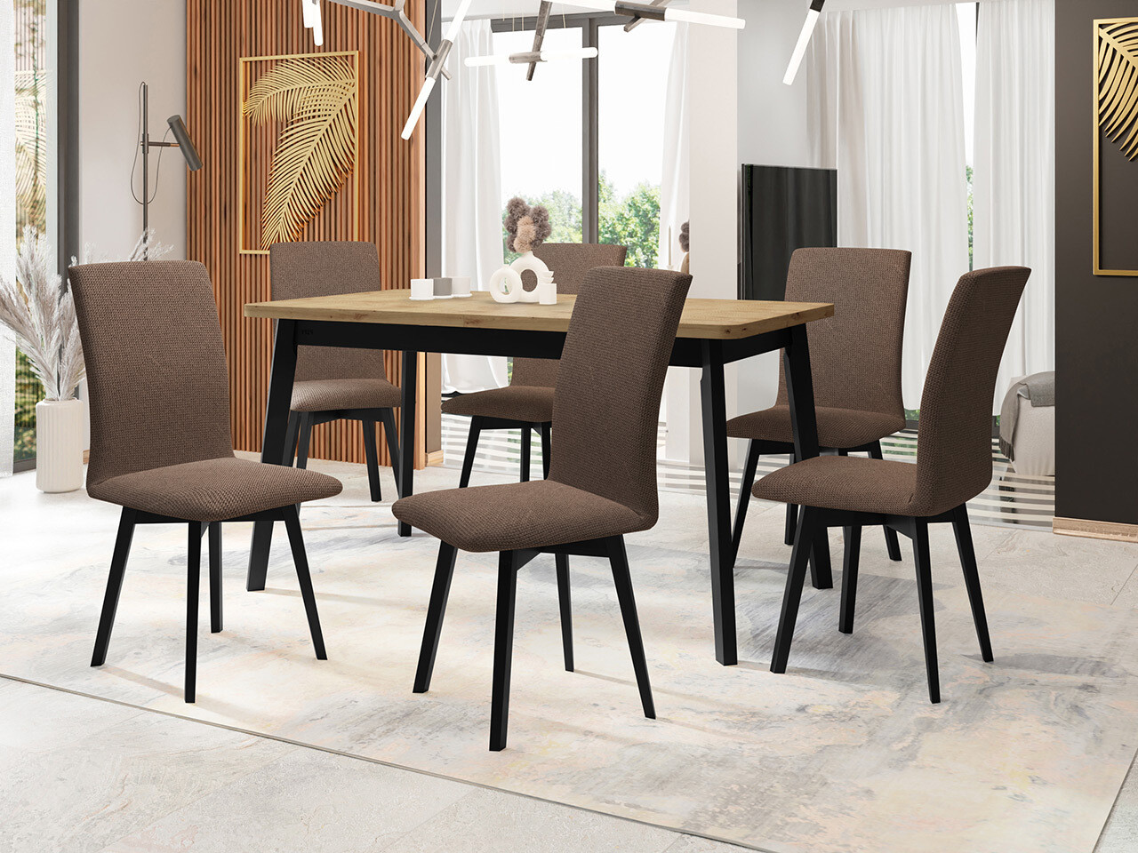 Ēdamistabas komplekts Victorville 326 (Melns)