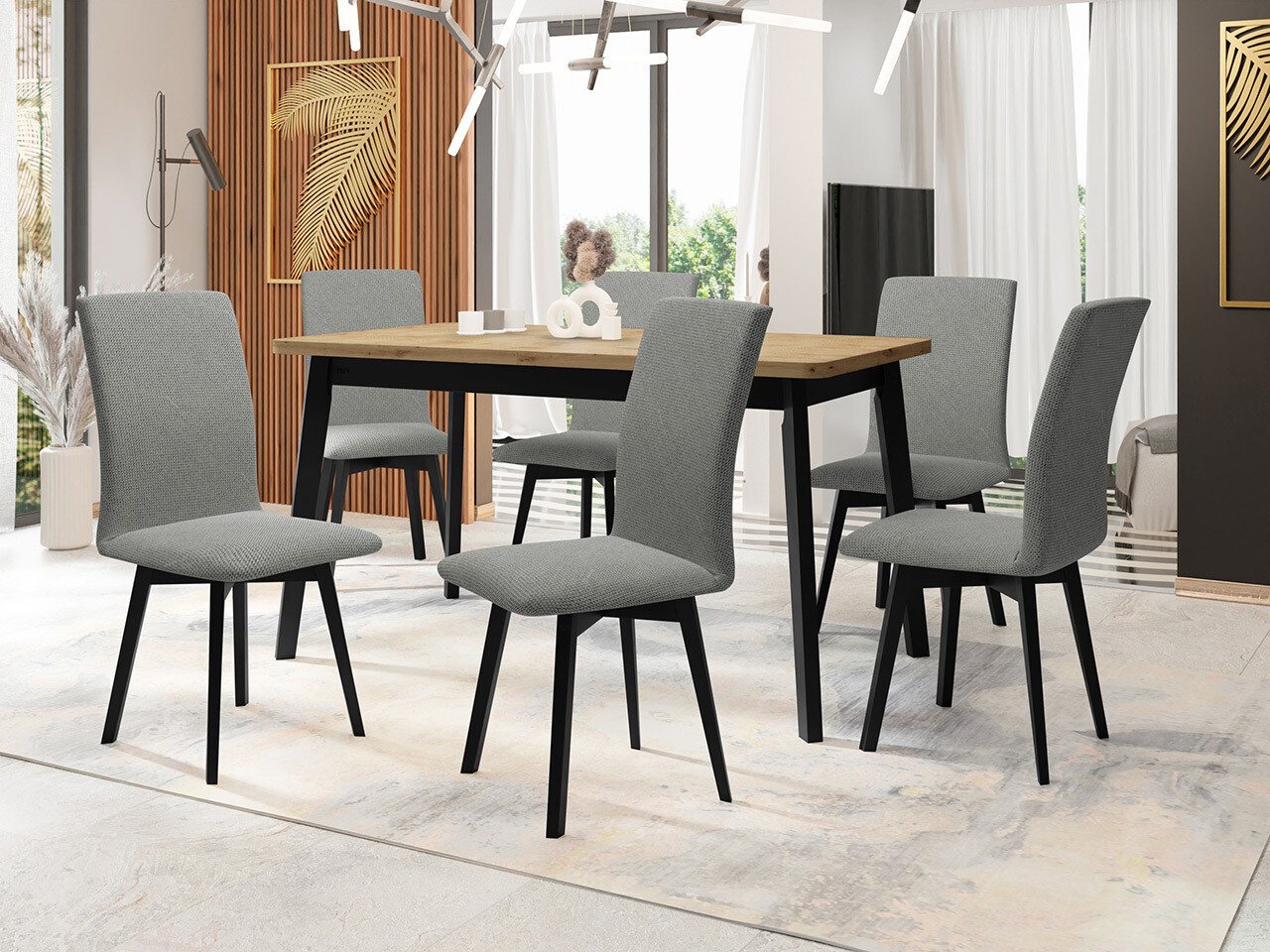 Ēdamistabas komplekts Victorville 326 (Melns)