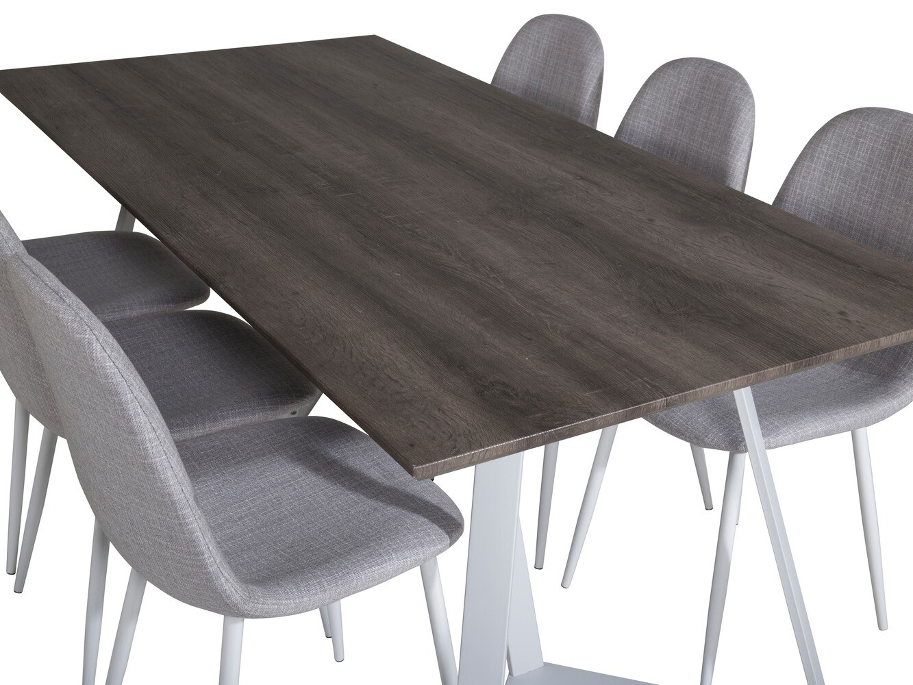 Ēdamistabas komplekts Dallas 1804 (Gaiši pelēks + Balts)