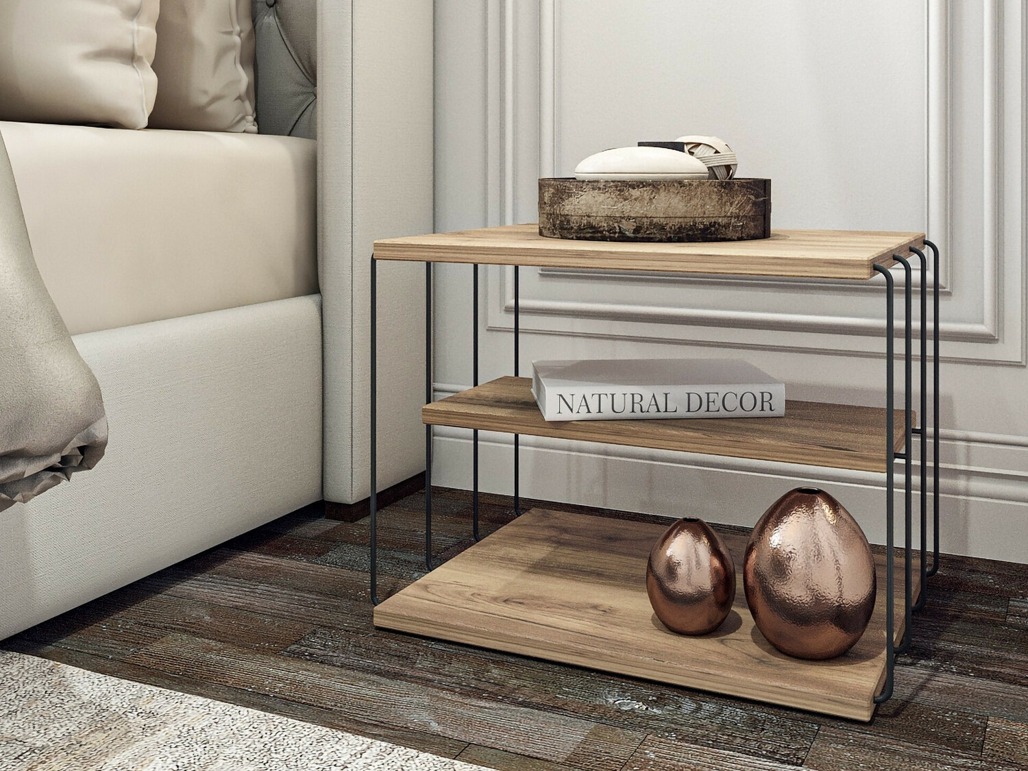 Kafijas galdiņš Kailua 381 (Melns + Priede)