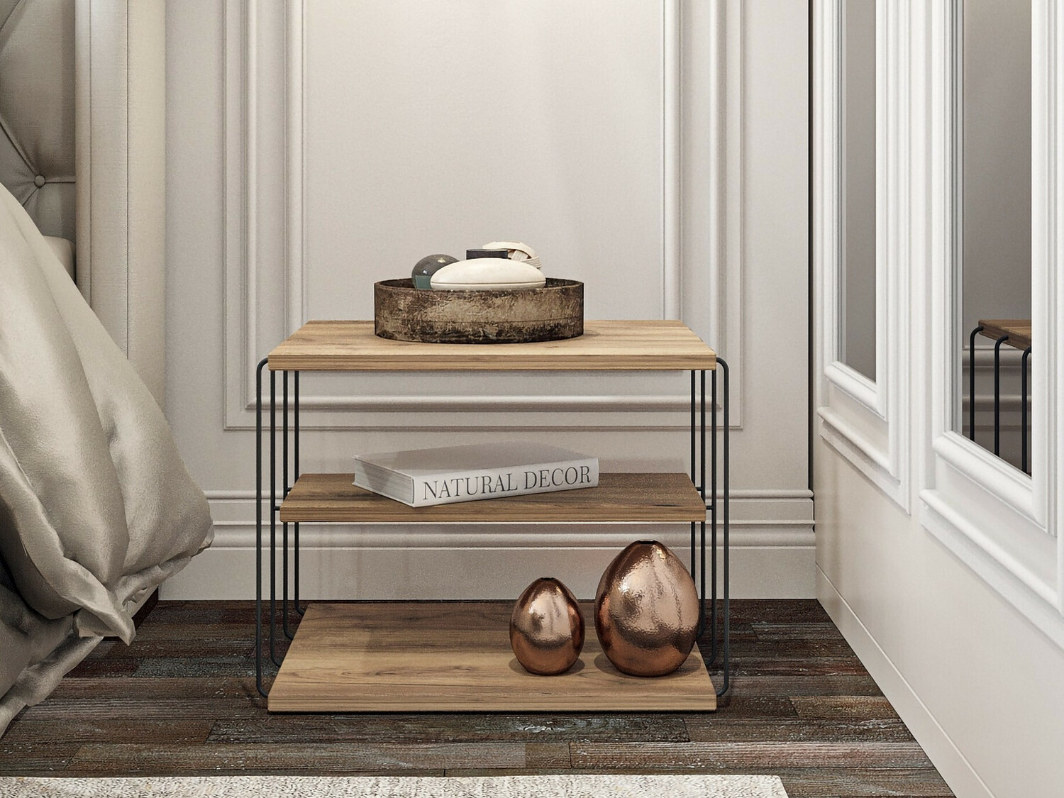 Kafijas galdiņš Kailua 381 (Melns + Priede)