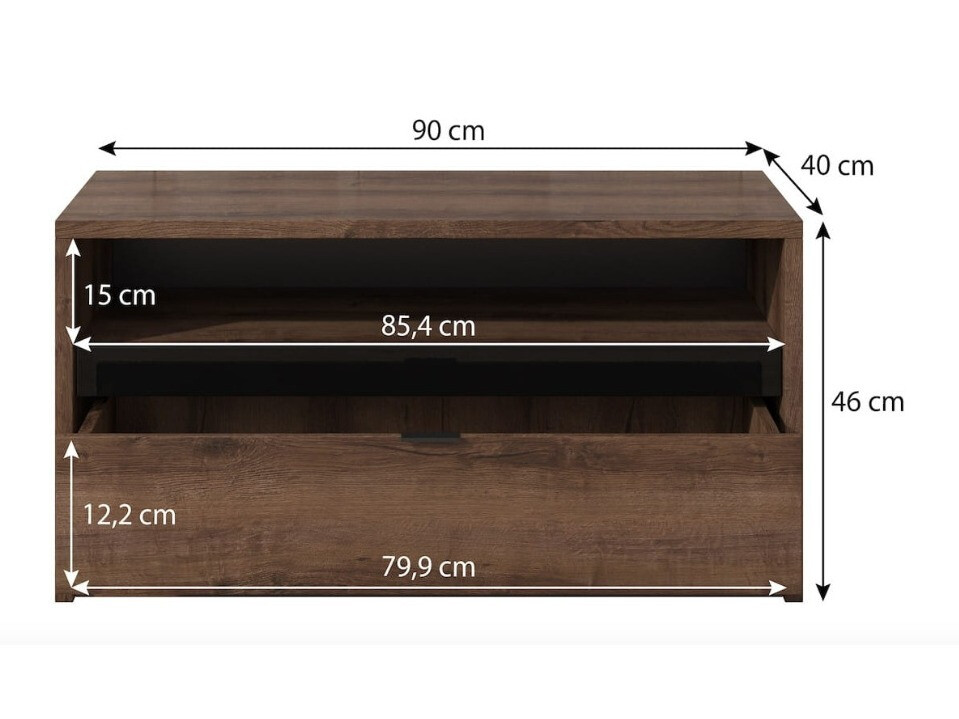 TV galds Providence 122 (Monastery ozols + Glancēts melns)