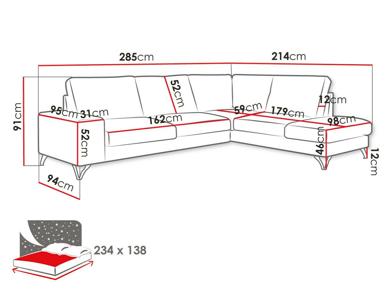 Stūra dīvāns ComfiDream Lyrana II (Vogue 16)