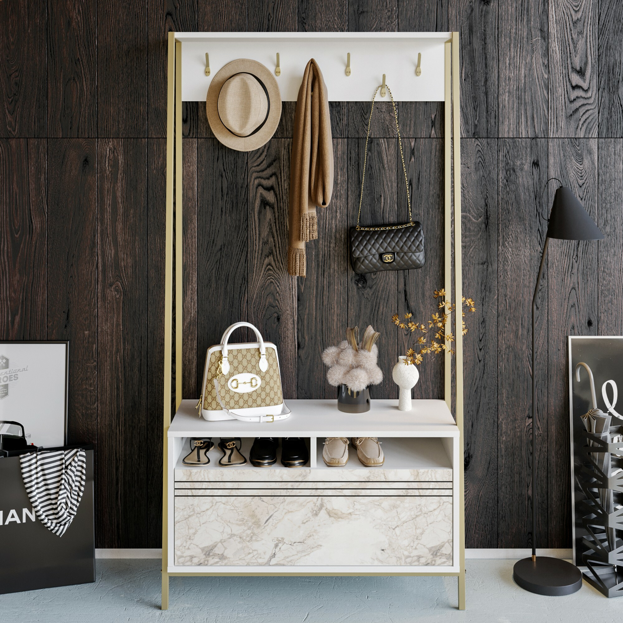 Прихожая Kailua 462 (Белый + Золотой)