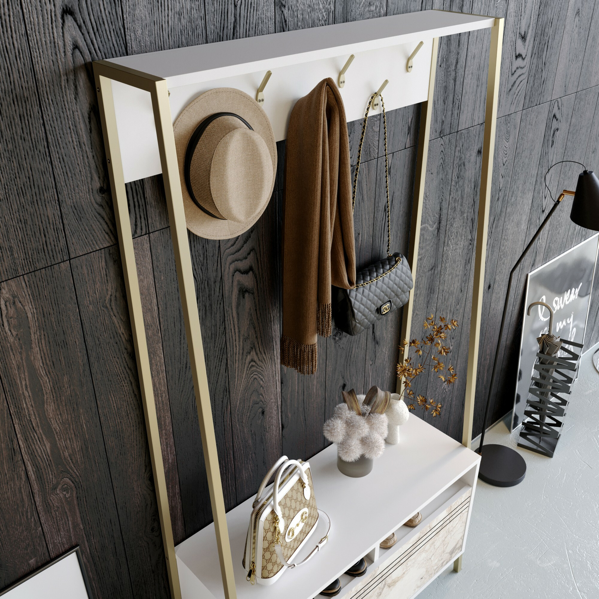 Прихожая Kailua 462 (Белый + Золотой)