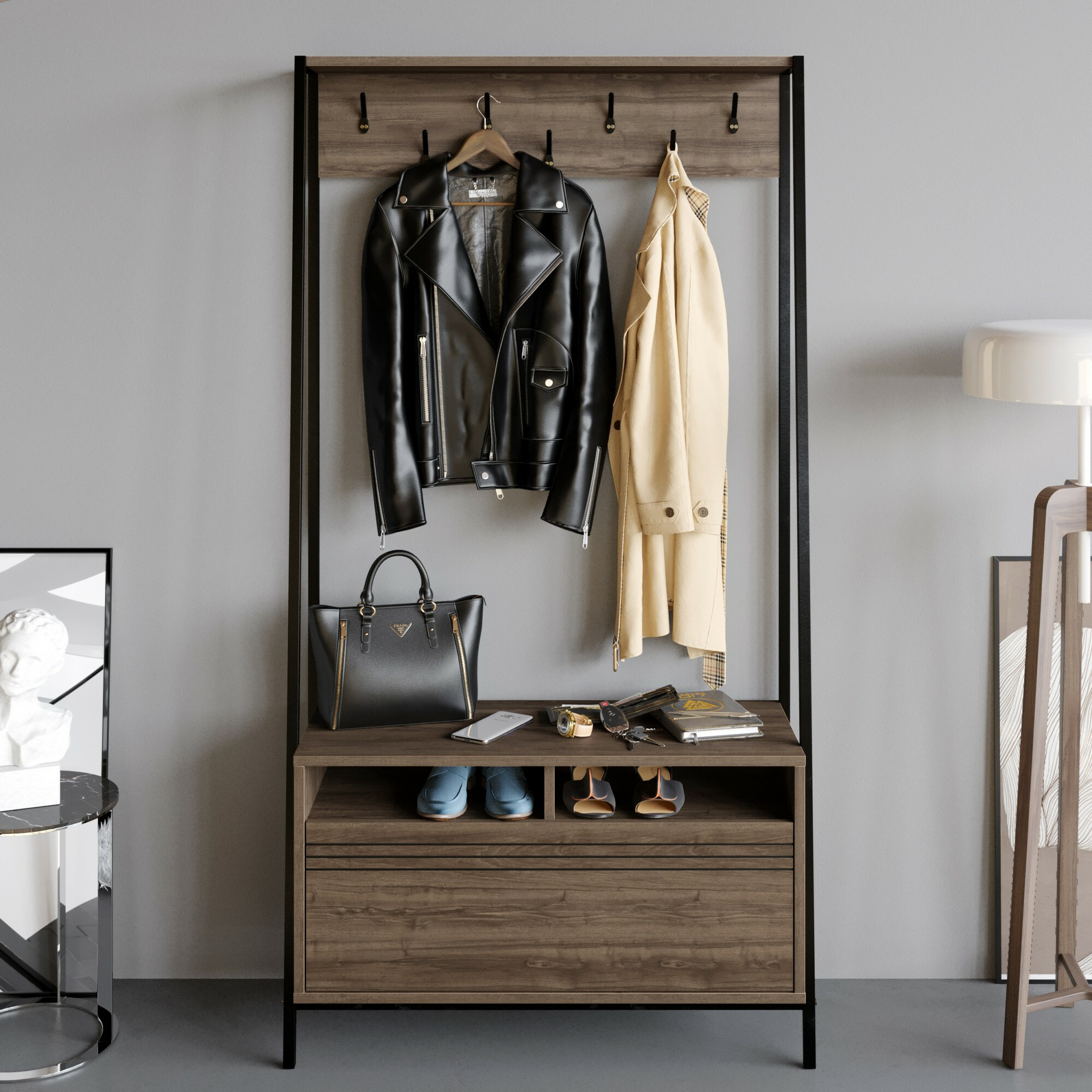 Прихожая Kailua 462 (Чёрный + Орех)