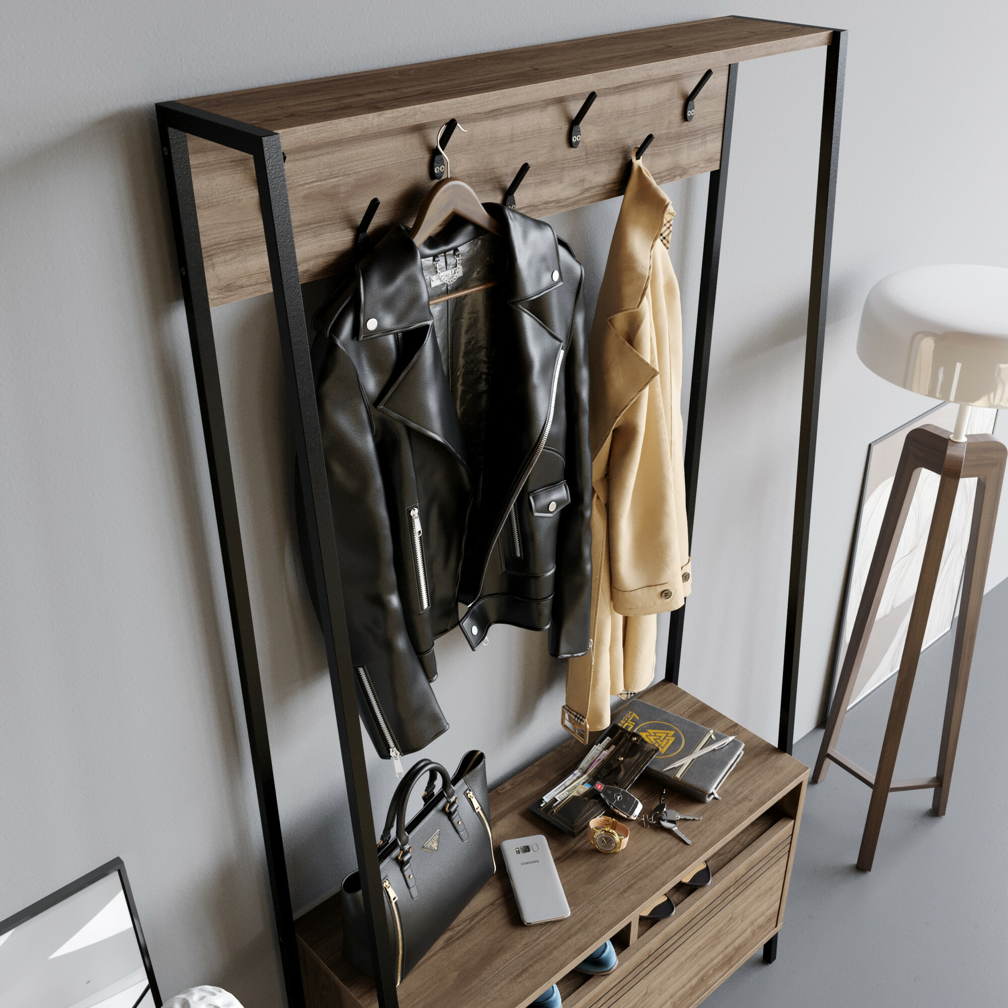 Прихожая Kailua 462 (Чёрный + Орех)