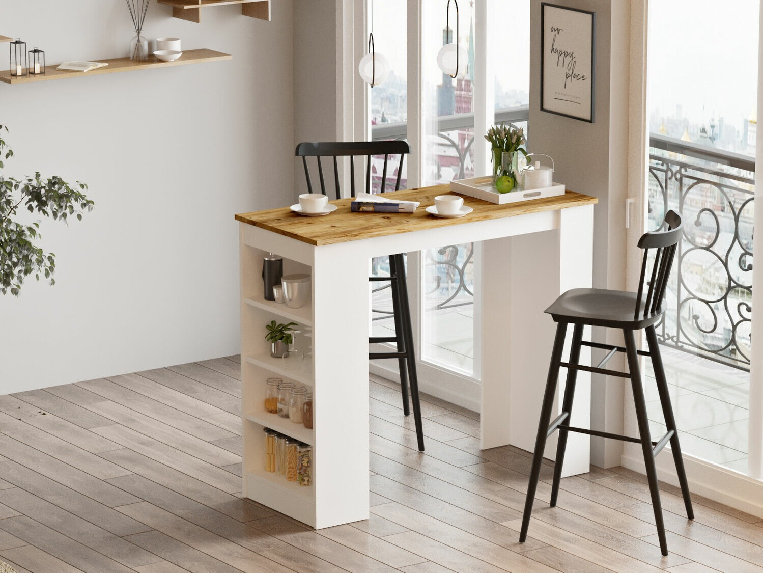 Барная стойка Kailua 477 (Белый + Сосна)