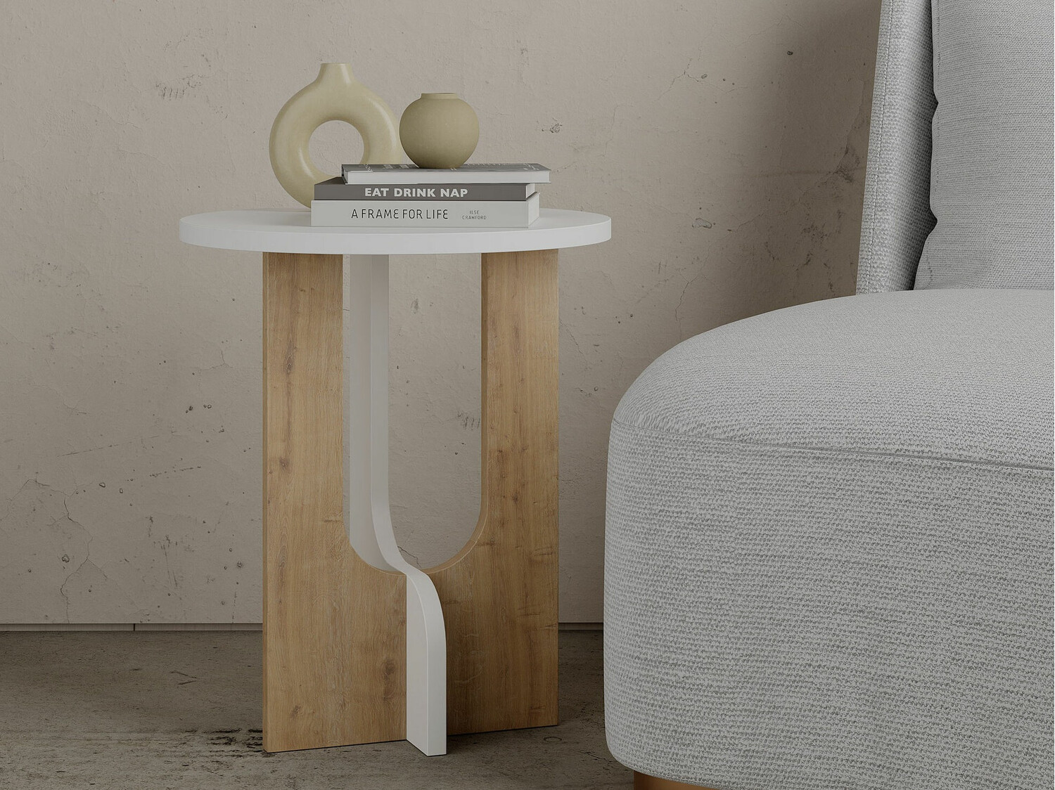 Kafijas galdiņš Kailua 467 (Ozols + Balts)