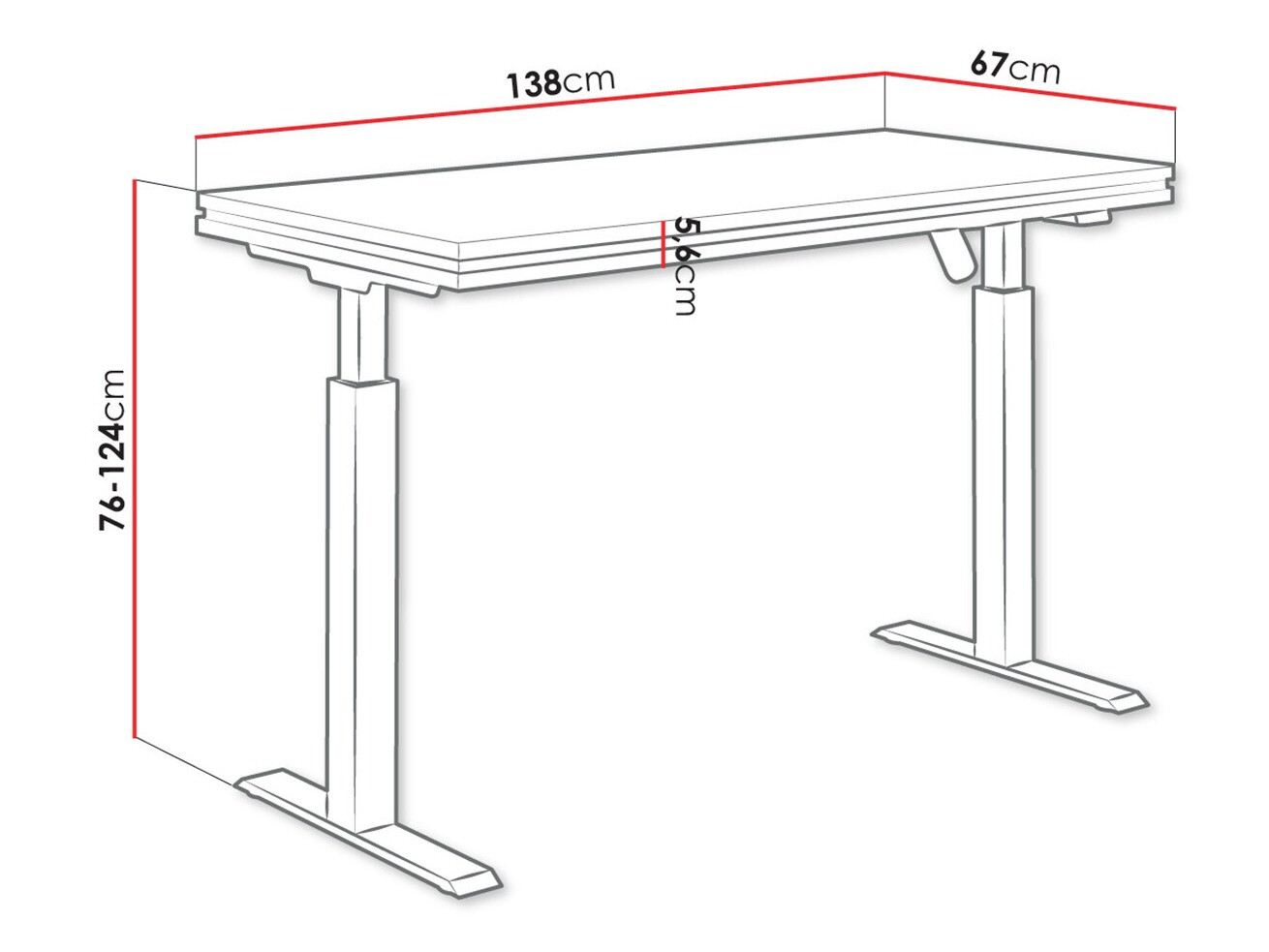 Рабочий стол с регулируемой высотой Tucson 170 (Artisan дуб + Матовый черный)