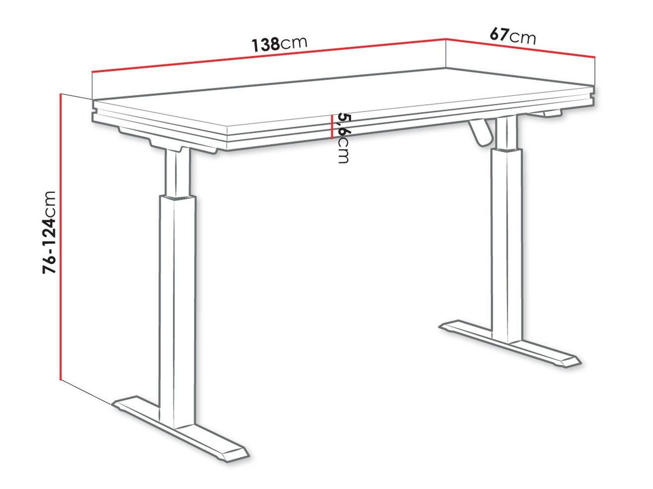 Рабочий стол с регулируемой высотой Tucson 170 (Светло-серый + Матовый черный)