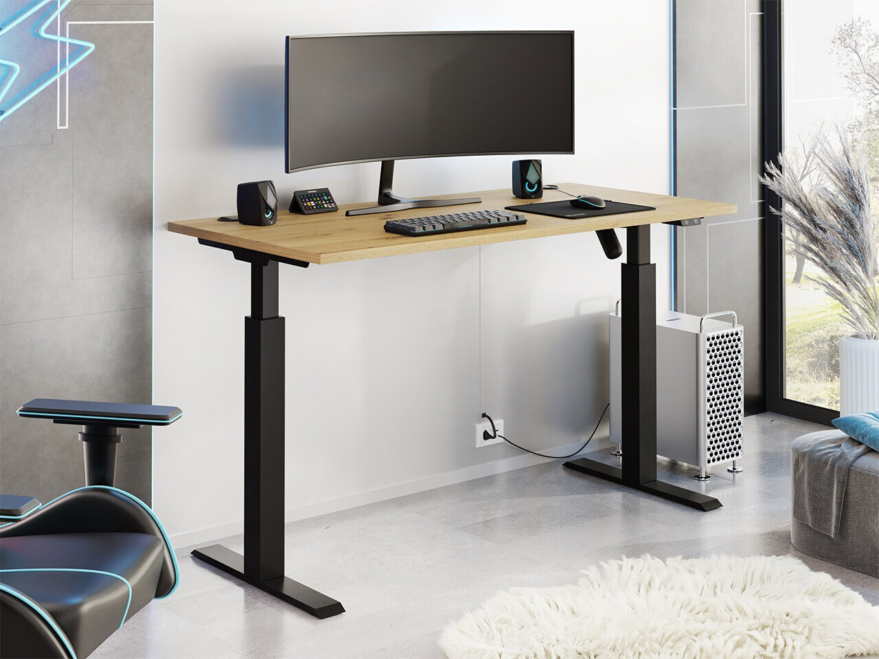 Рабочий стол с регулируемой высотой Tucson 171 (Artisan дуб + Матовый черный)