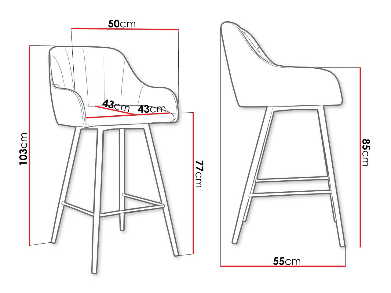 Барный стул Jackson 102 (Чёрный + Magic Velvet 2225)
