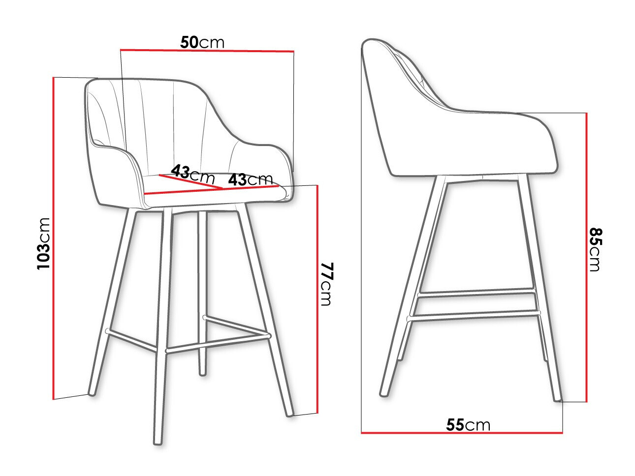 Барный стул Jackson 102 (Чёрный + Magic Velvet 2258)